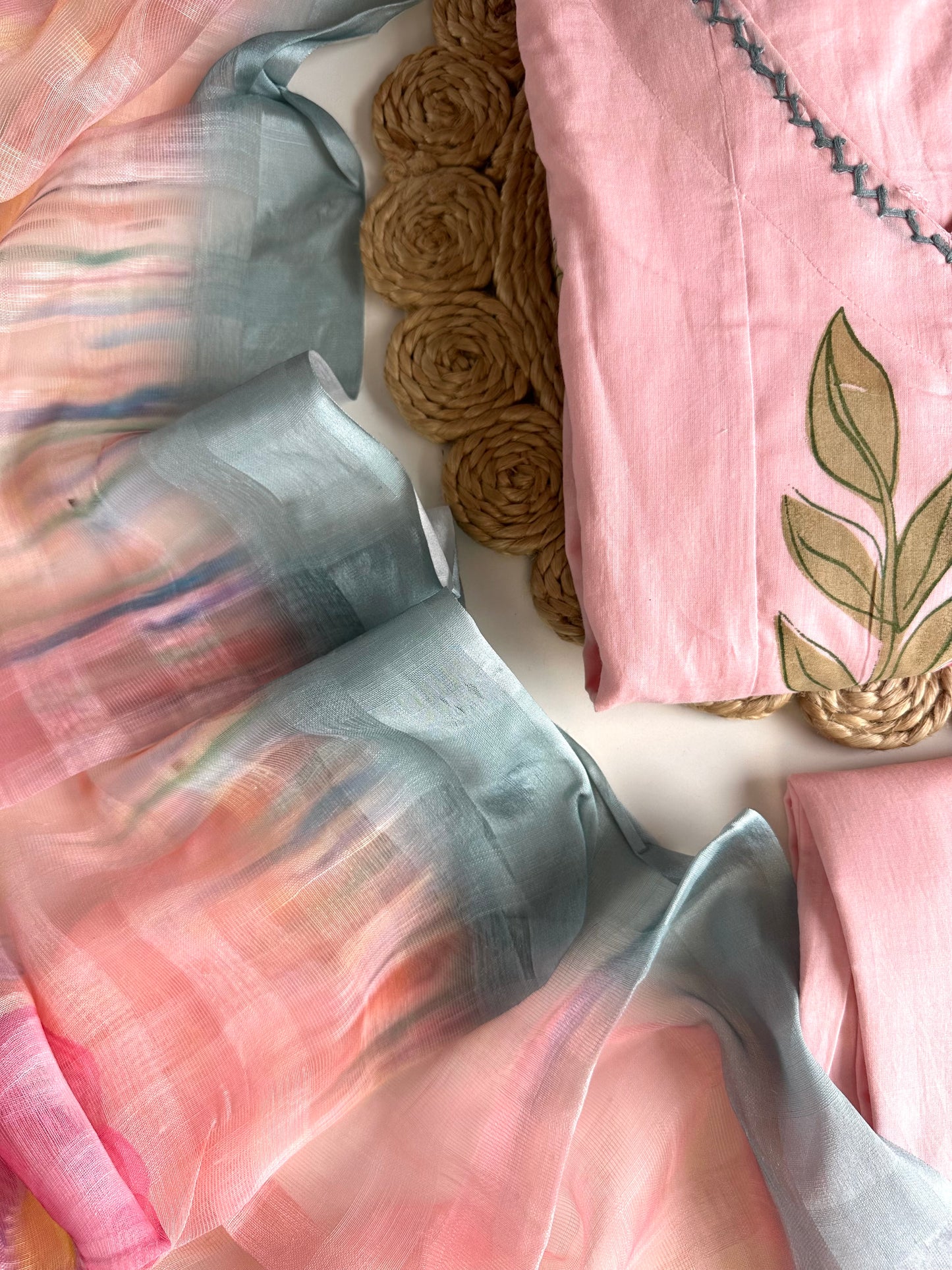 K445 - Mul cotton Anarkali with pants and dupatta