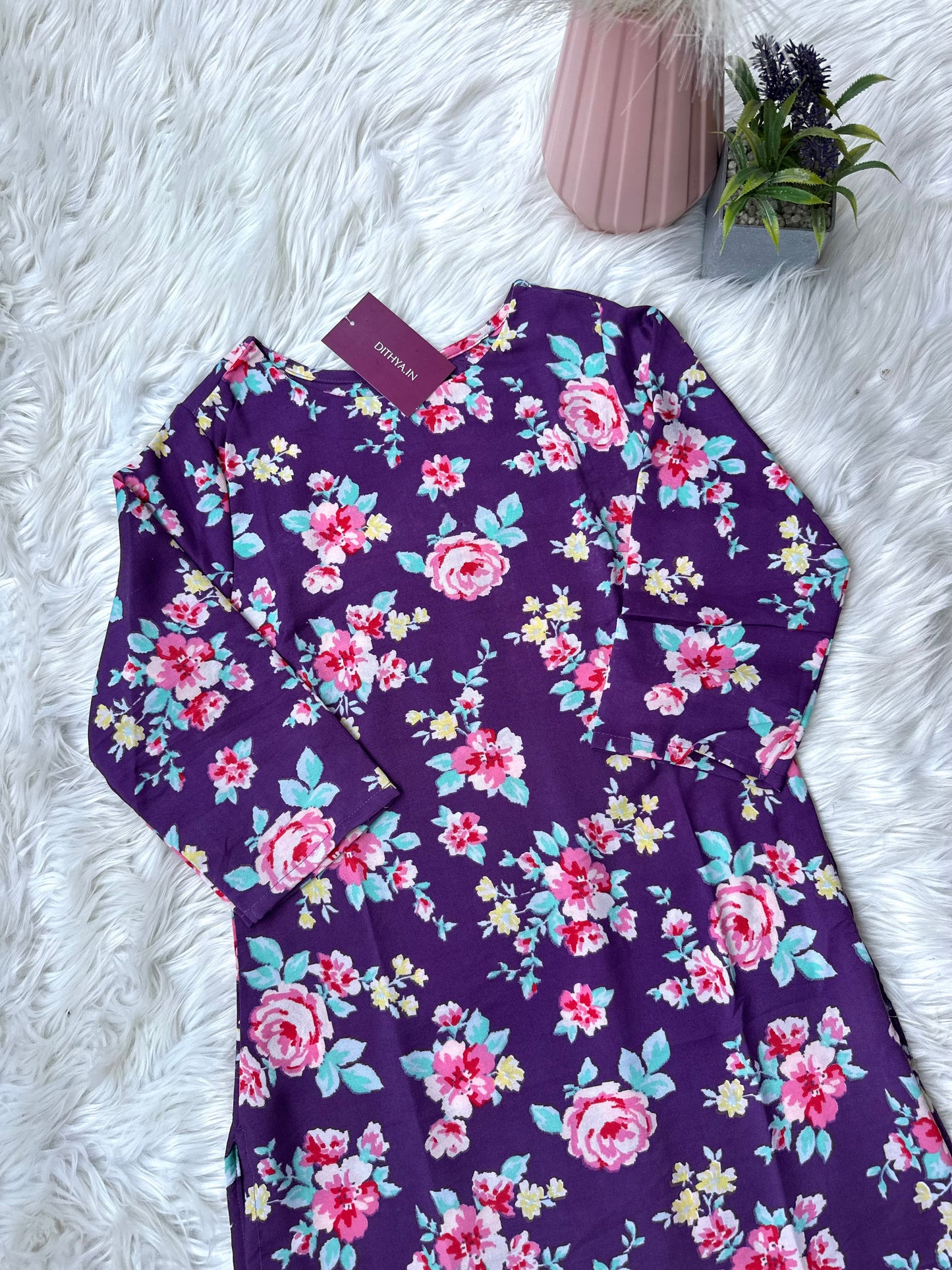 K202 - Rayon cotton printed straight Kurti in 2 prints