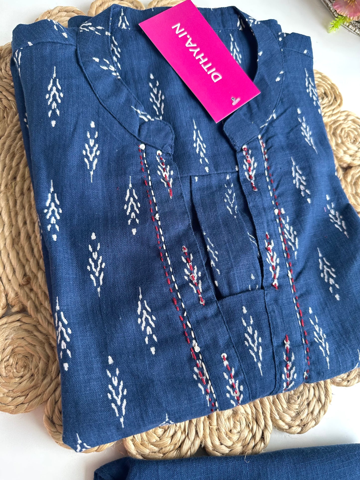 K392 - Cotton printed straight Kurti with pants