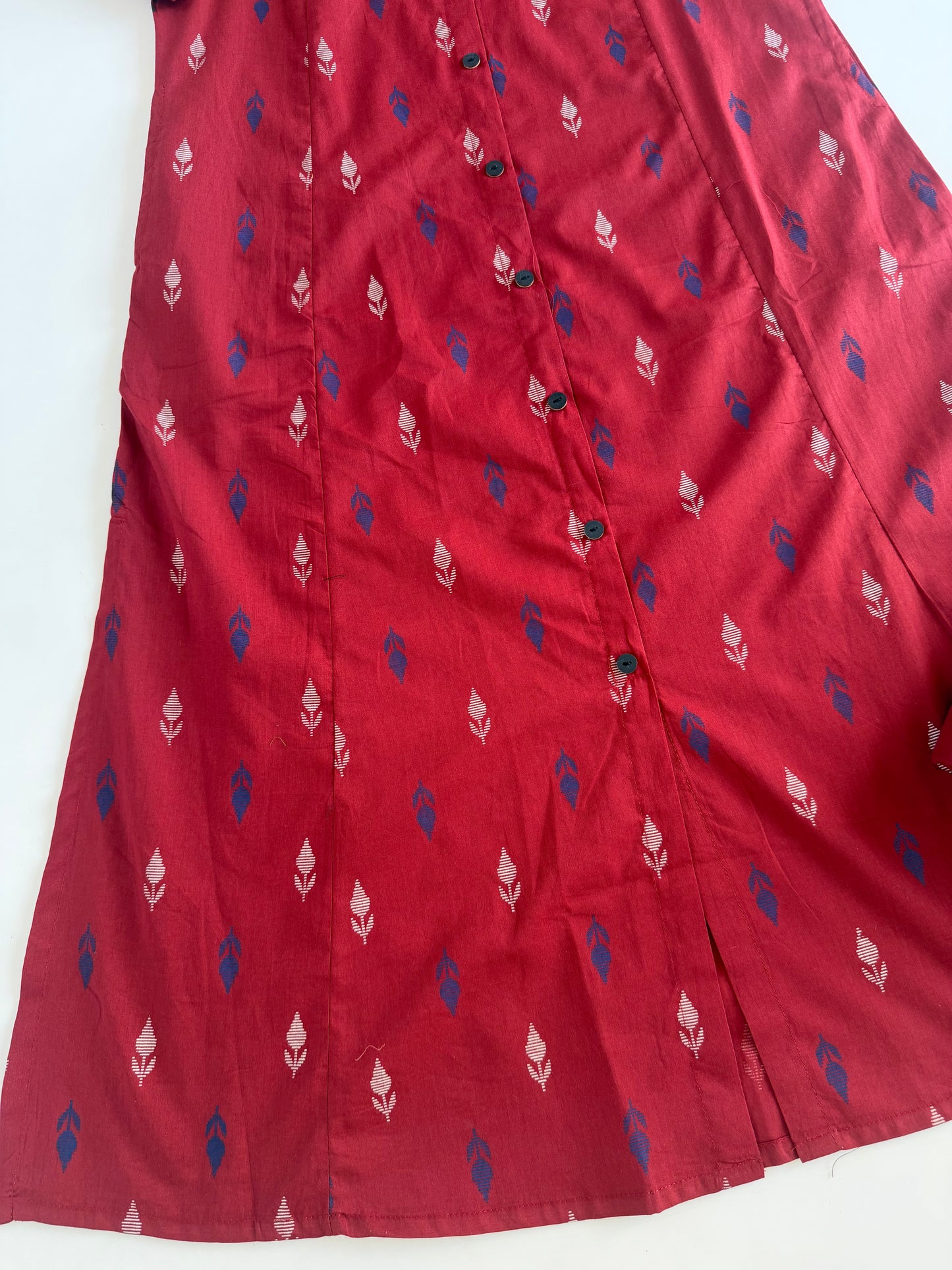 K429 - Linen cotton printed Aline Kurti with pants