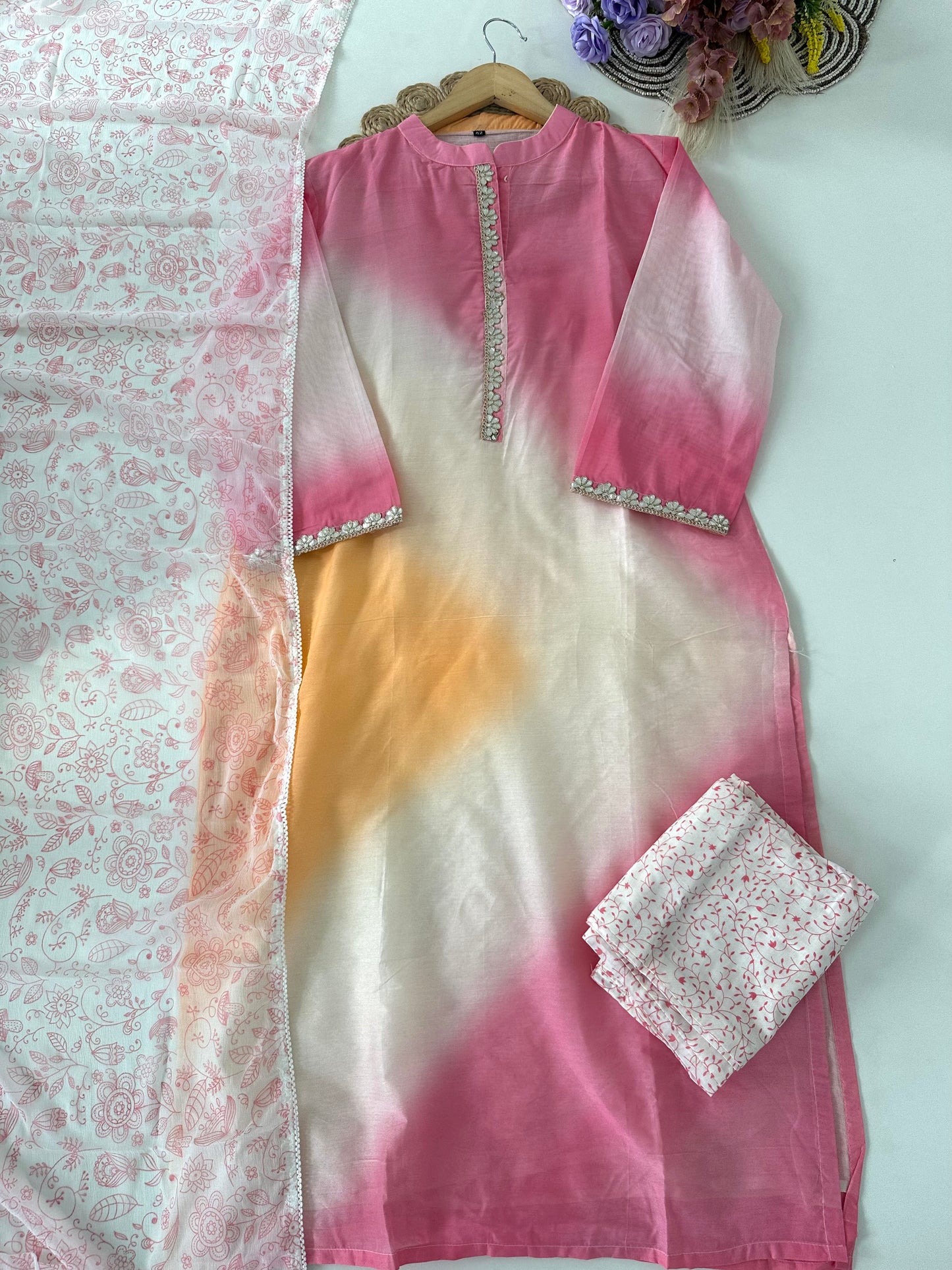 D296 - Russian silk straight kurti with pants and dupatta