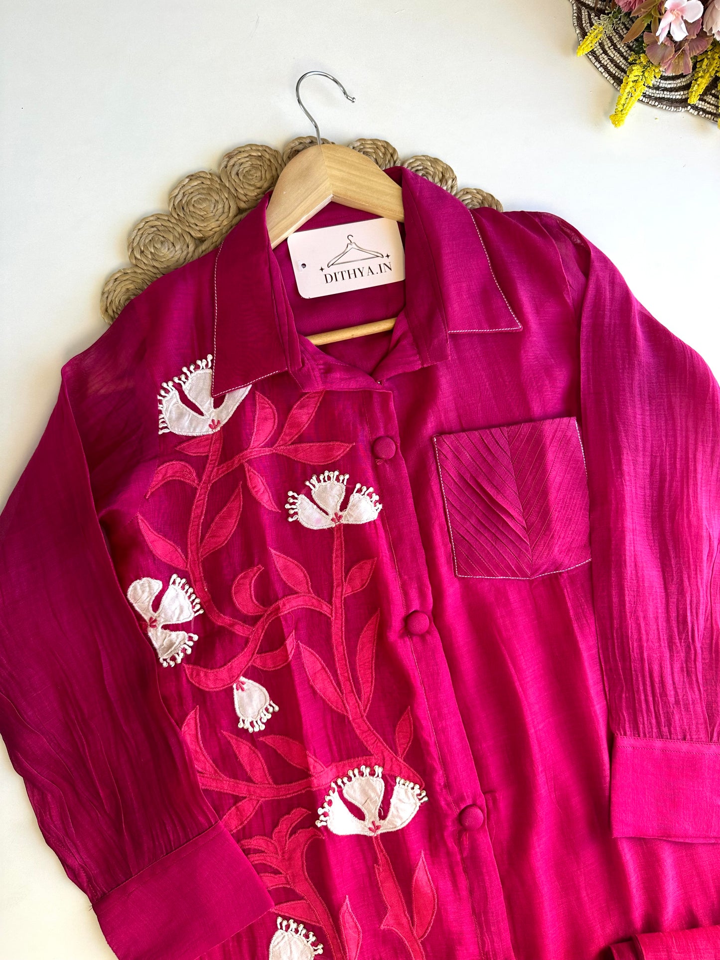 K496 - Mul Chanderi appliqué work coord set