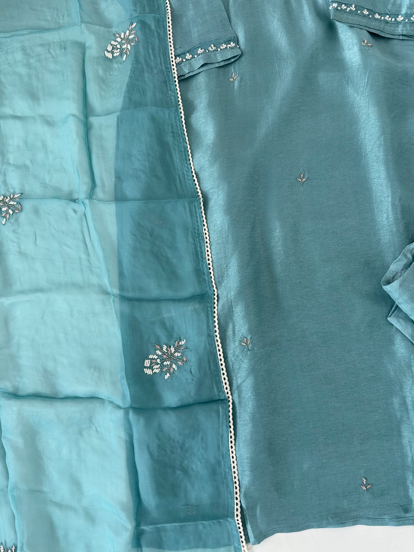 D299 - Russian silk straight kurti with pants and dupatta