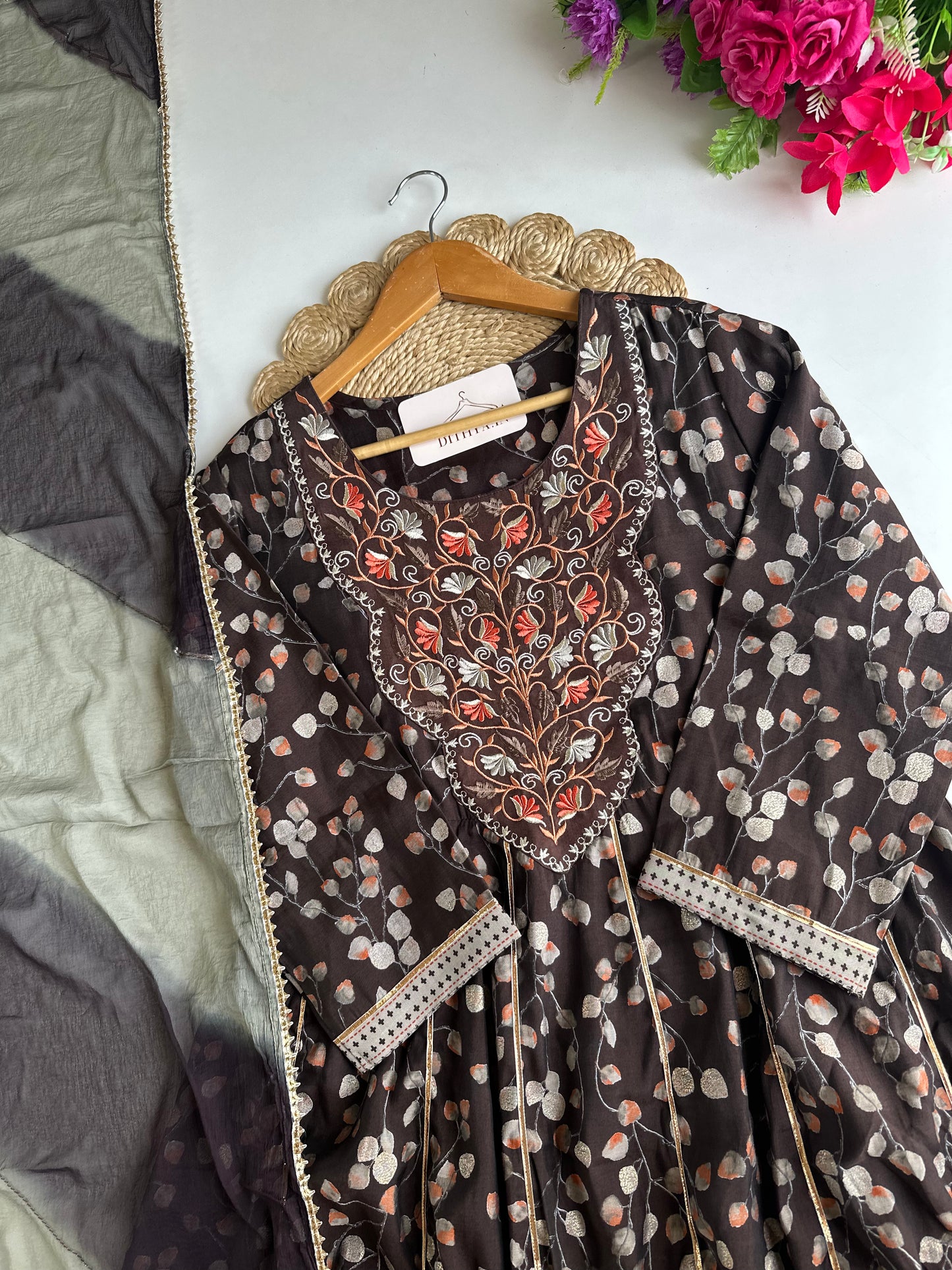 D502 - Cotton Anarkali with Pants and Dupatta