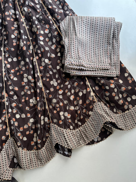 D502-Cotton Anarkali with pants and dupatta