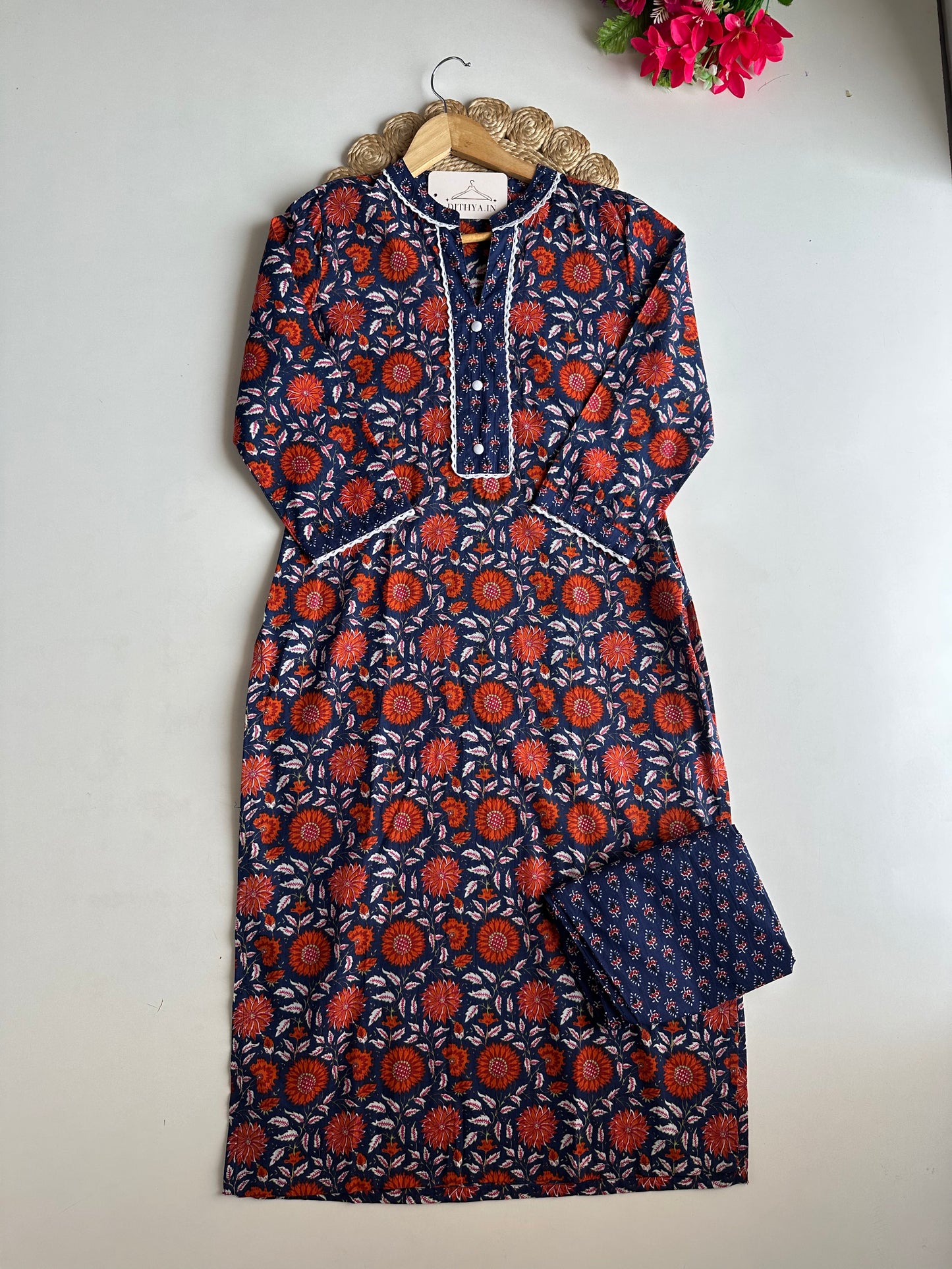D520-Cotton straight Kurti with pants