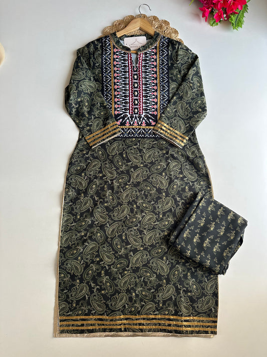 D522-Muslin straight Kurti with pants