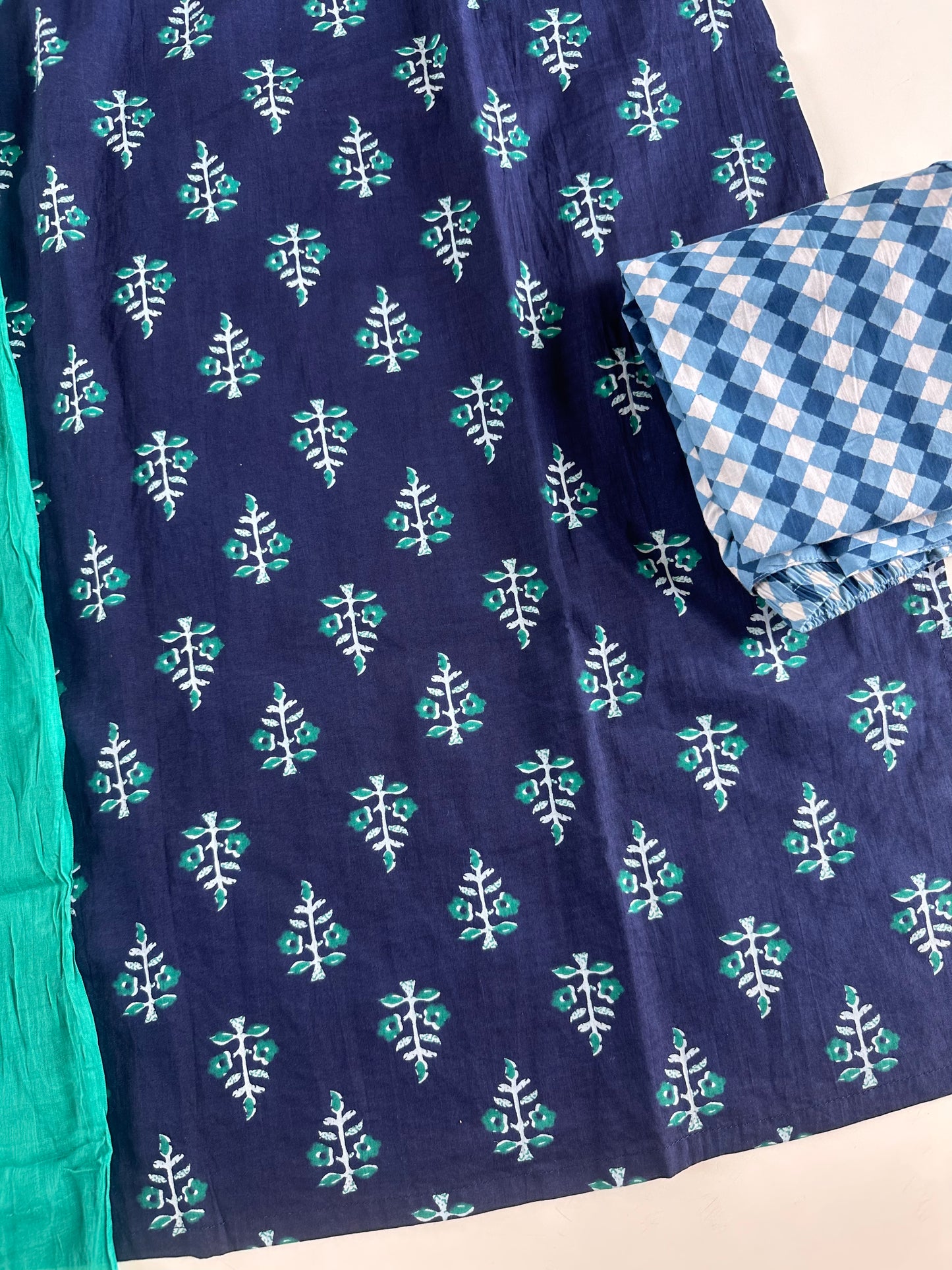 D530-Cotton straight Kurti with pants and dupatta