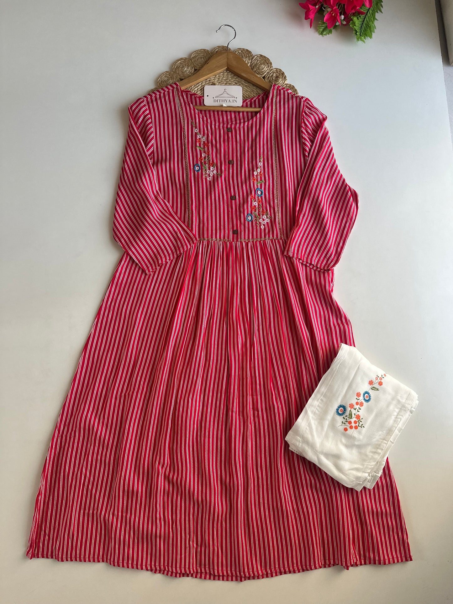 D543 - Cotton A-line Kurti with Pants
