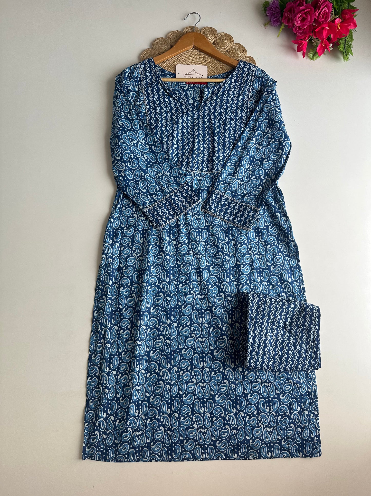 D548-Cotton straight Kurti with pants