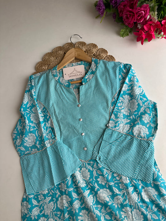 D556-Cotton straight Kurti with pants
