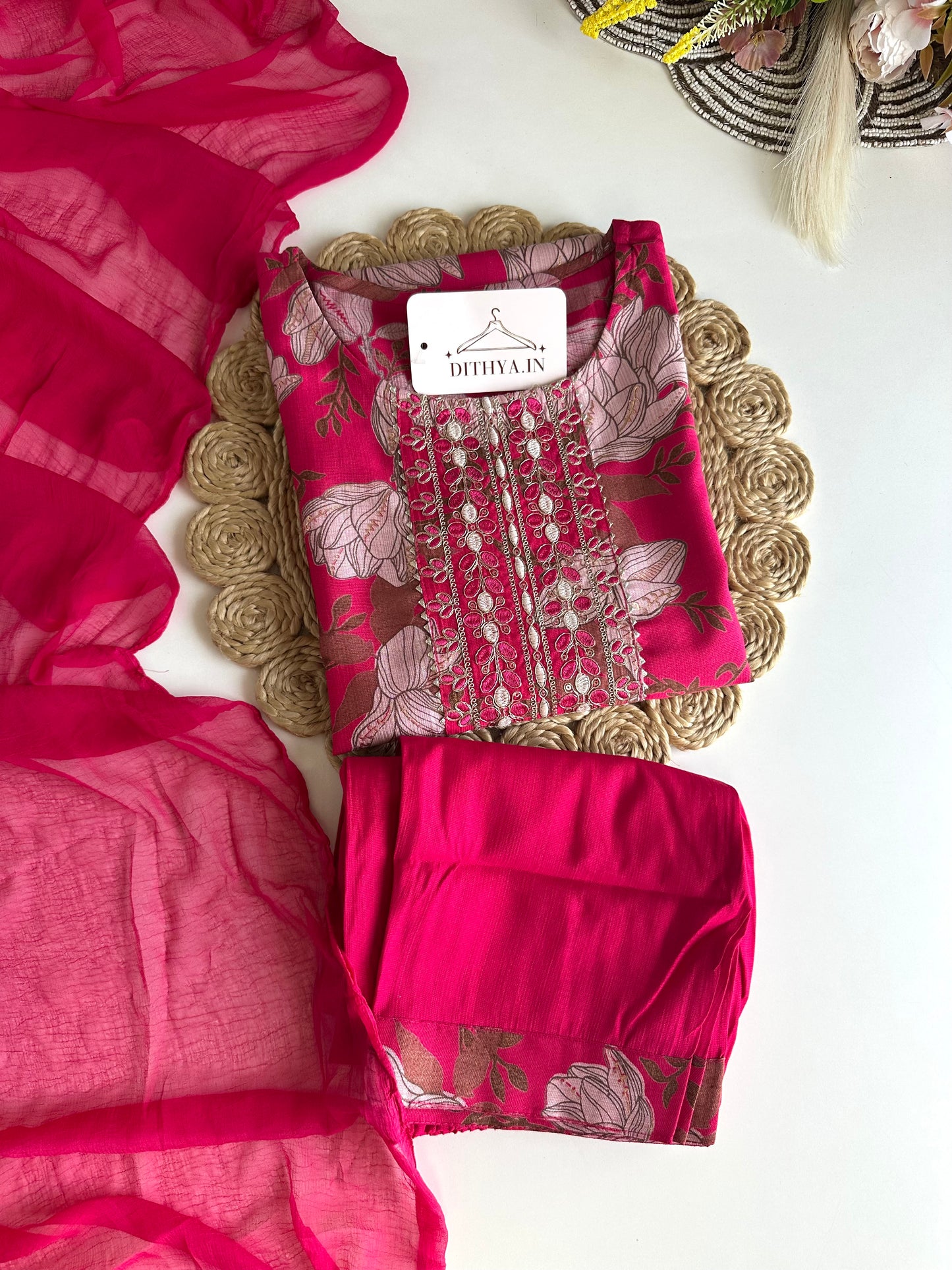 K480 - Roman silk straight Kurti with pant and dupatta