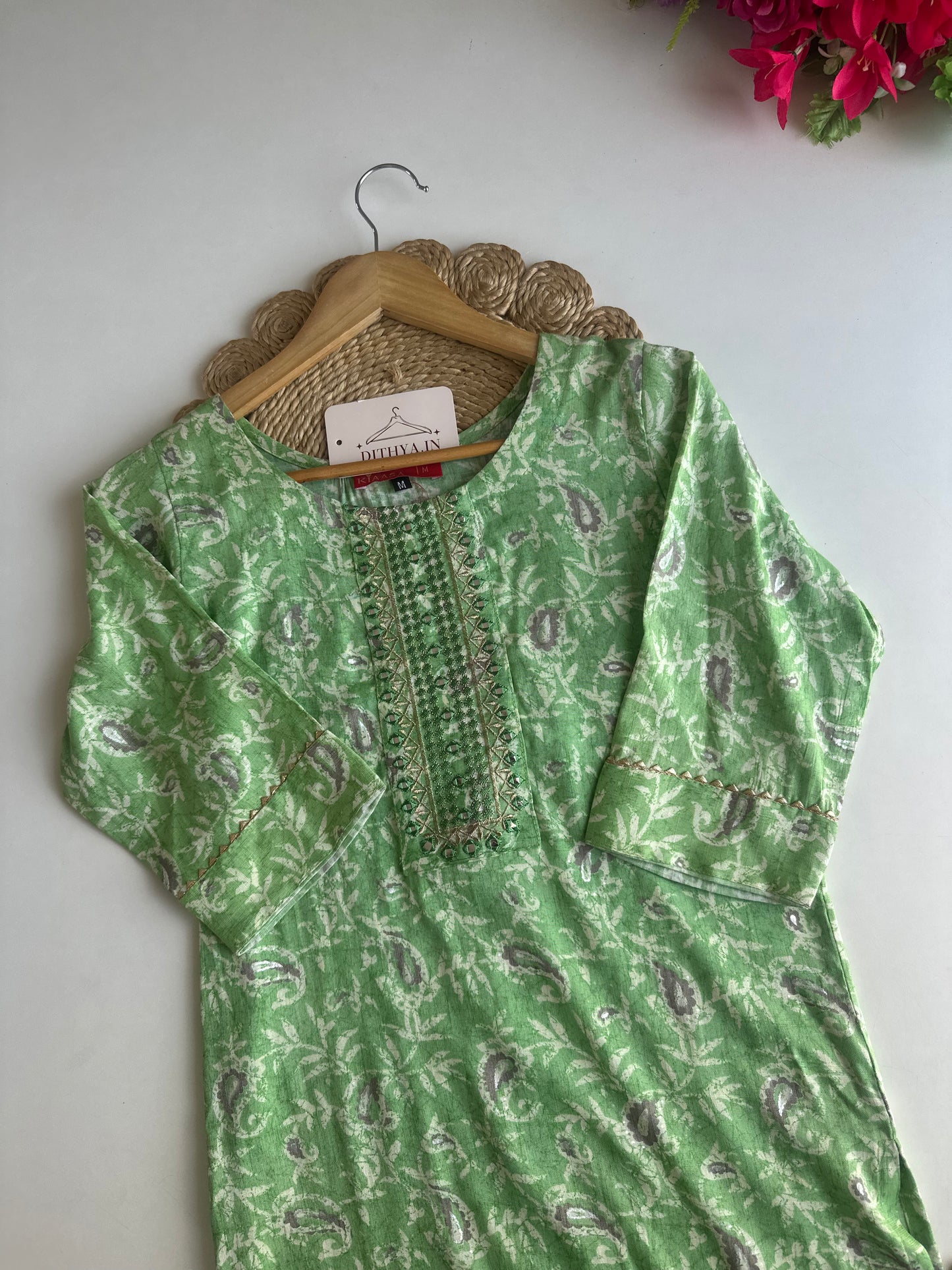 D585-Cotton straight Kurti with pants