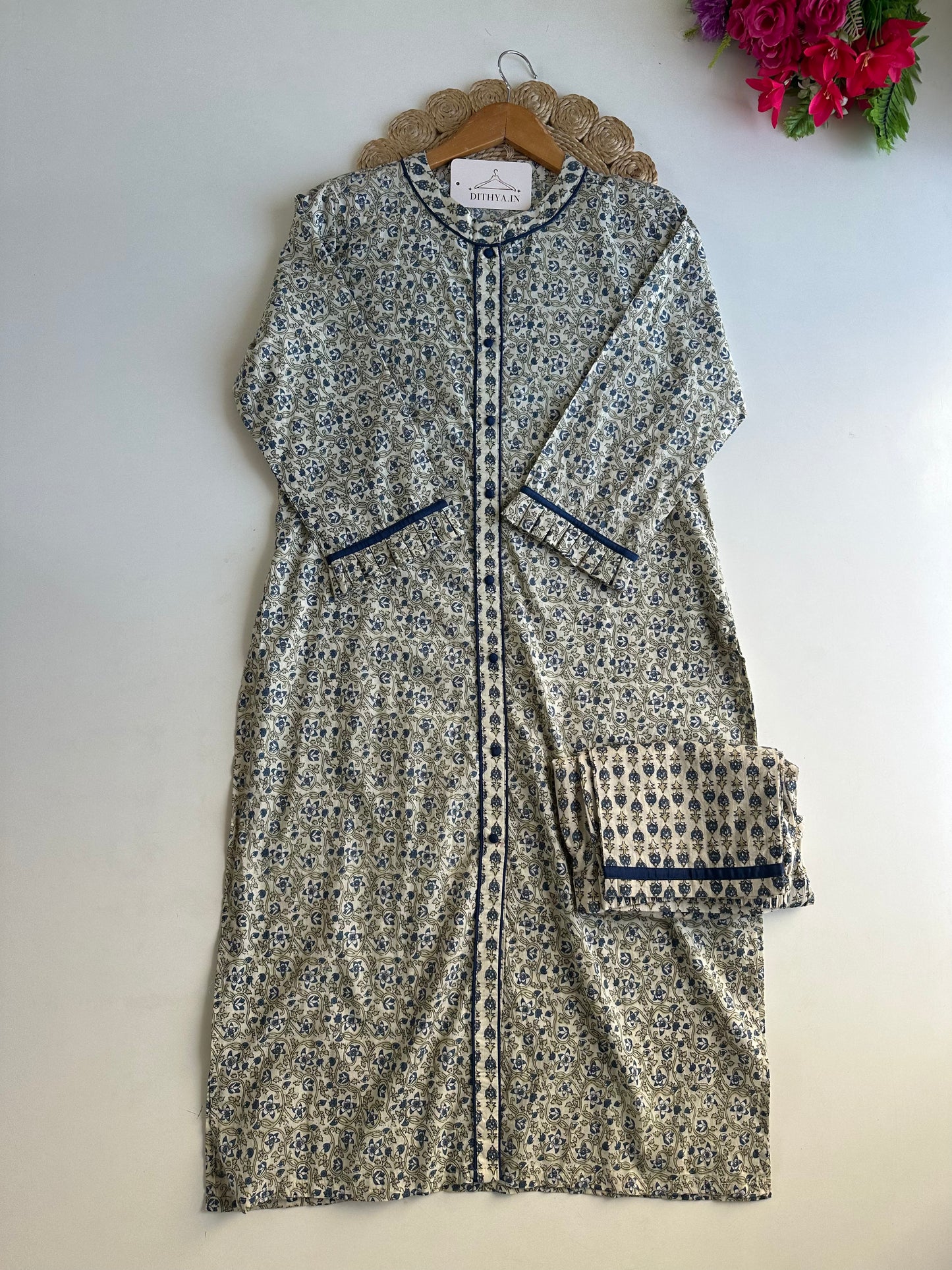 D590-Cotton straight Kurti with pants