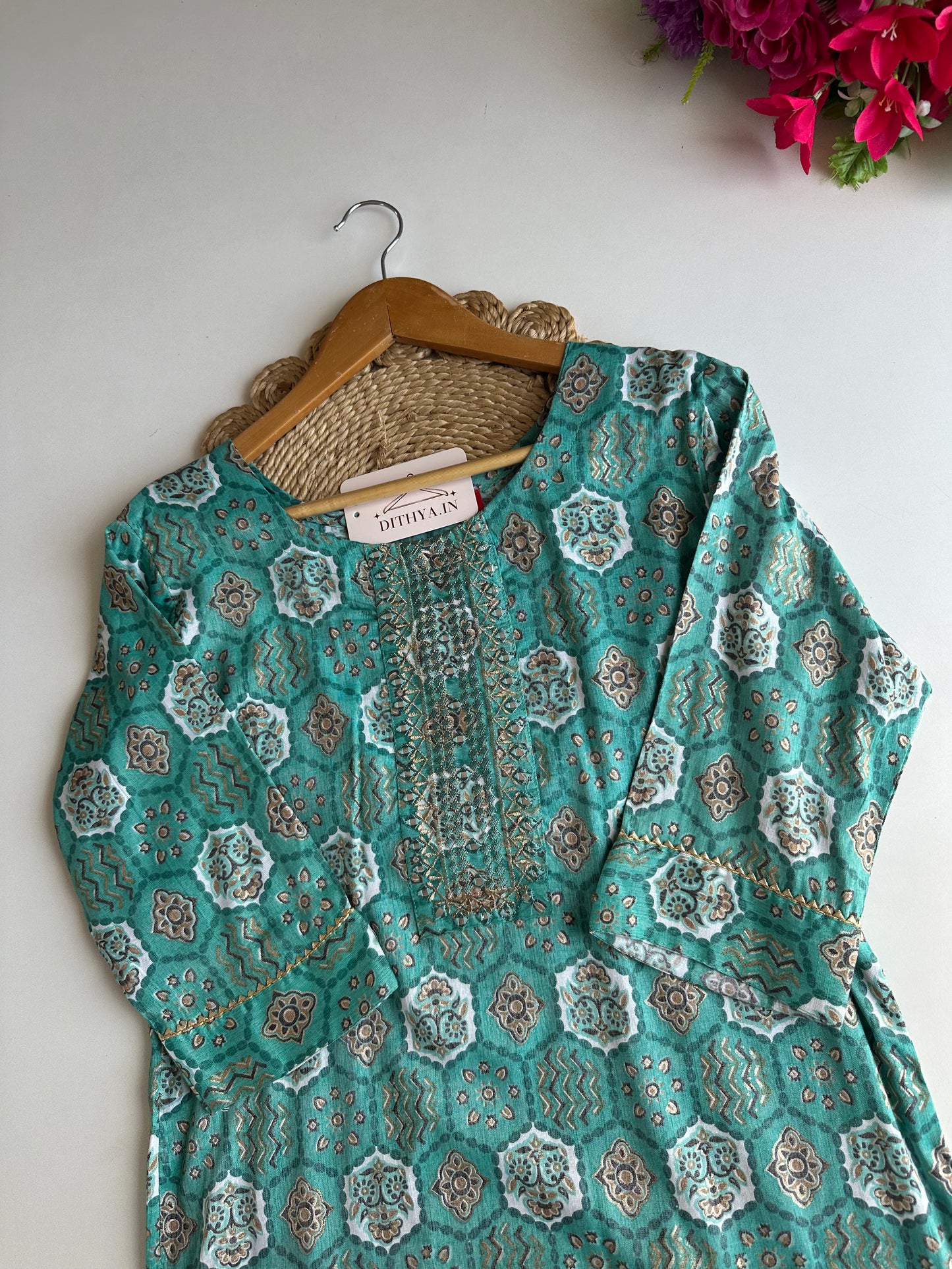 D597-Cotton straight Kurti with pants