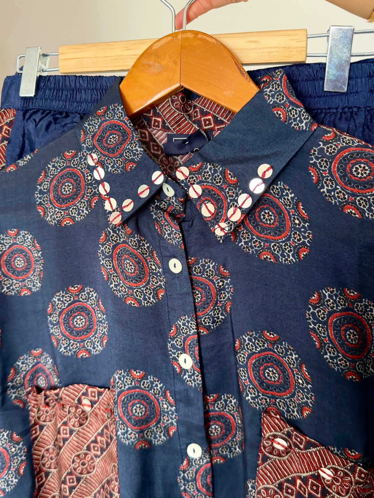 K242 - Crape Ajrakh printed coord set