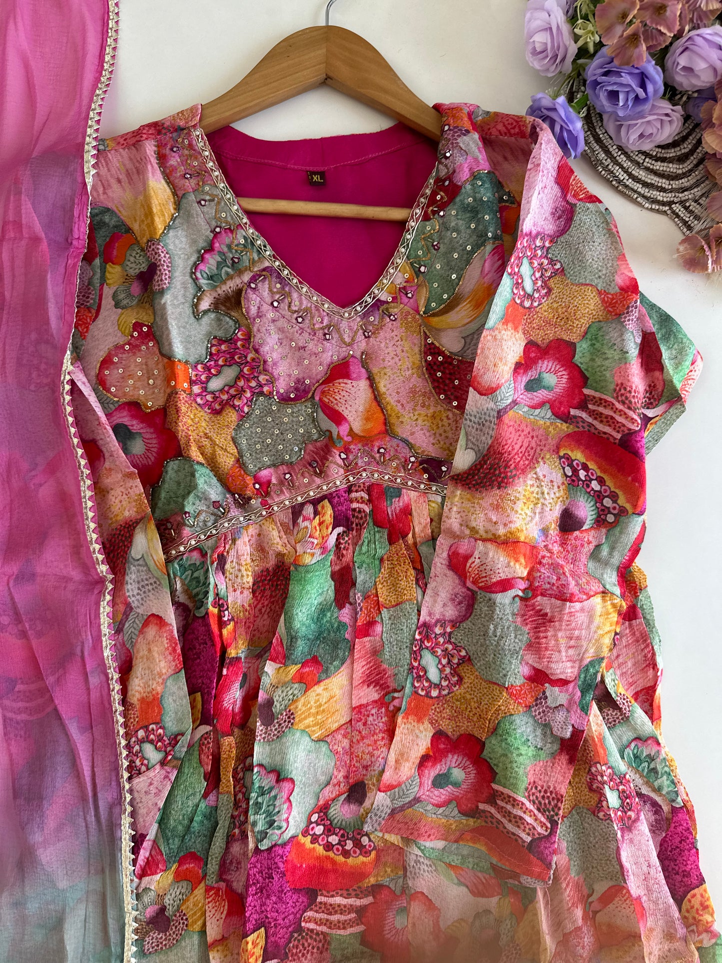 D361 - Chinnon Alia cut Anarkali with pants and dupatta