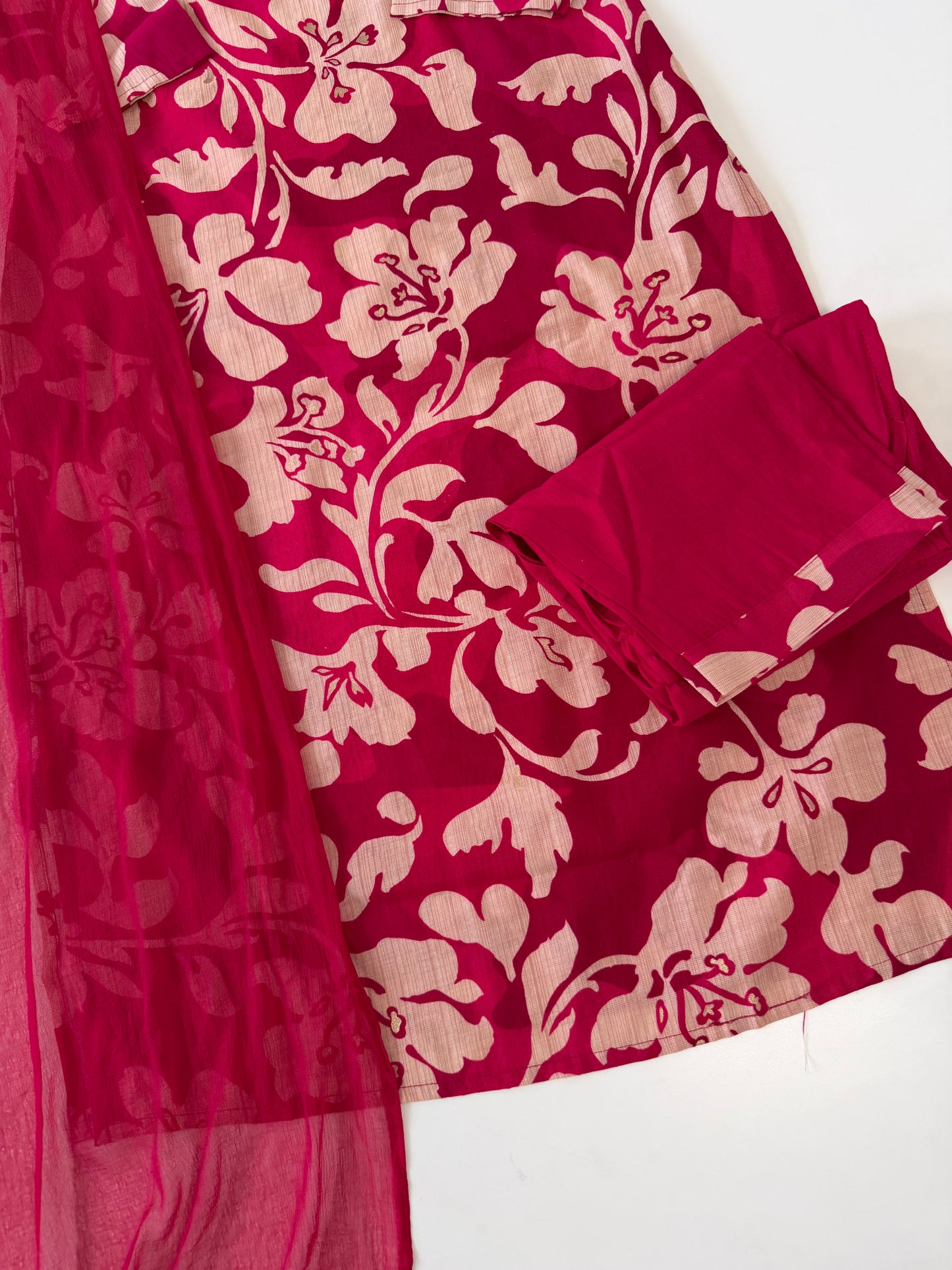 K544 - Roman silk embroidered straight Kurti with pants and dupatta