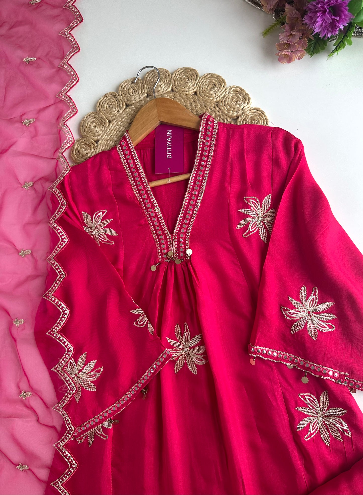 K299 - Russian silk zari Anarkali with pants and dupatta in 2 colours