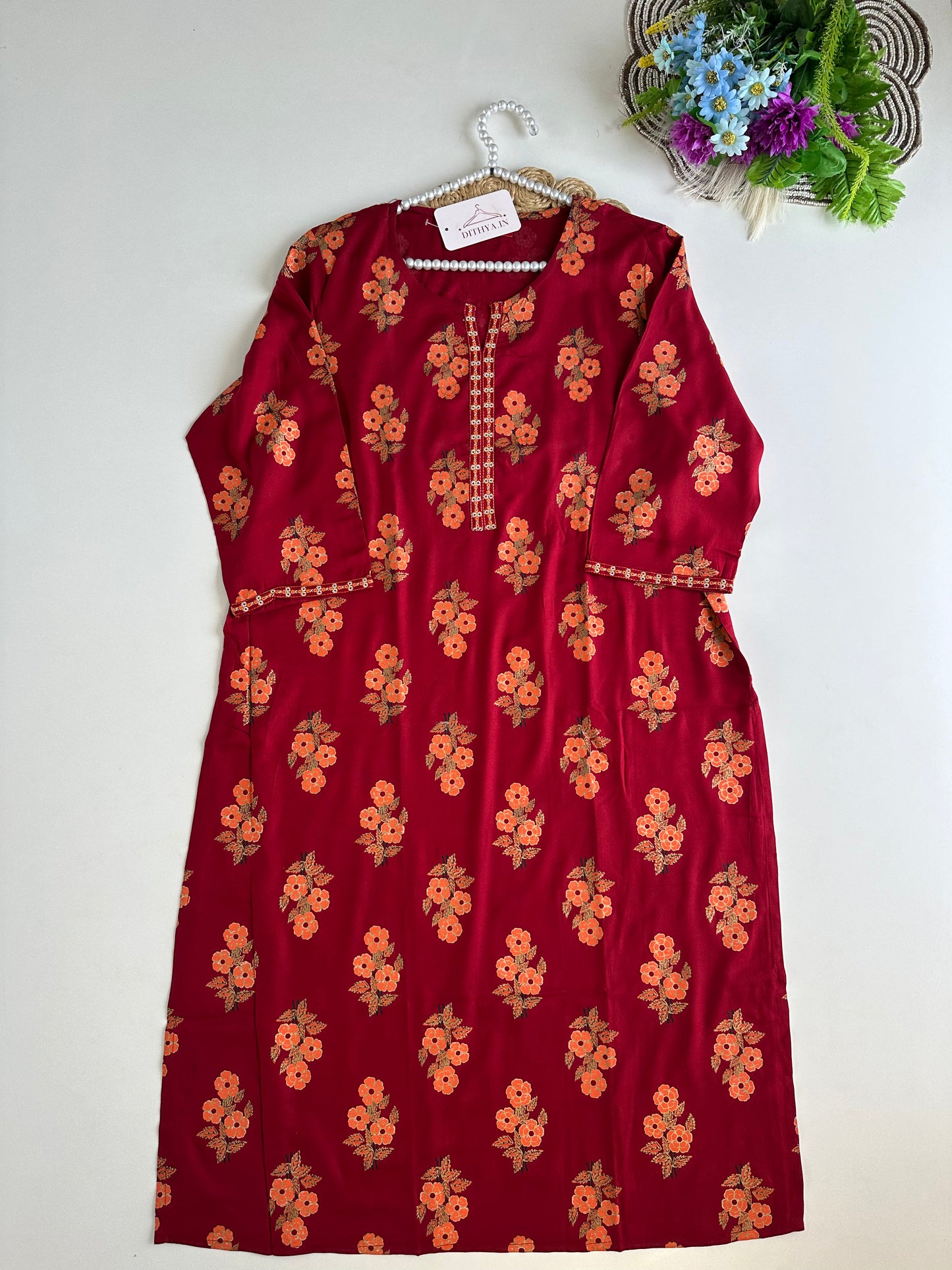 D632- Cotton straight Kurti