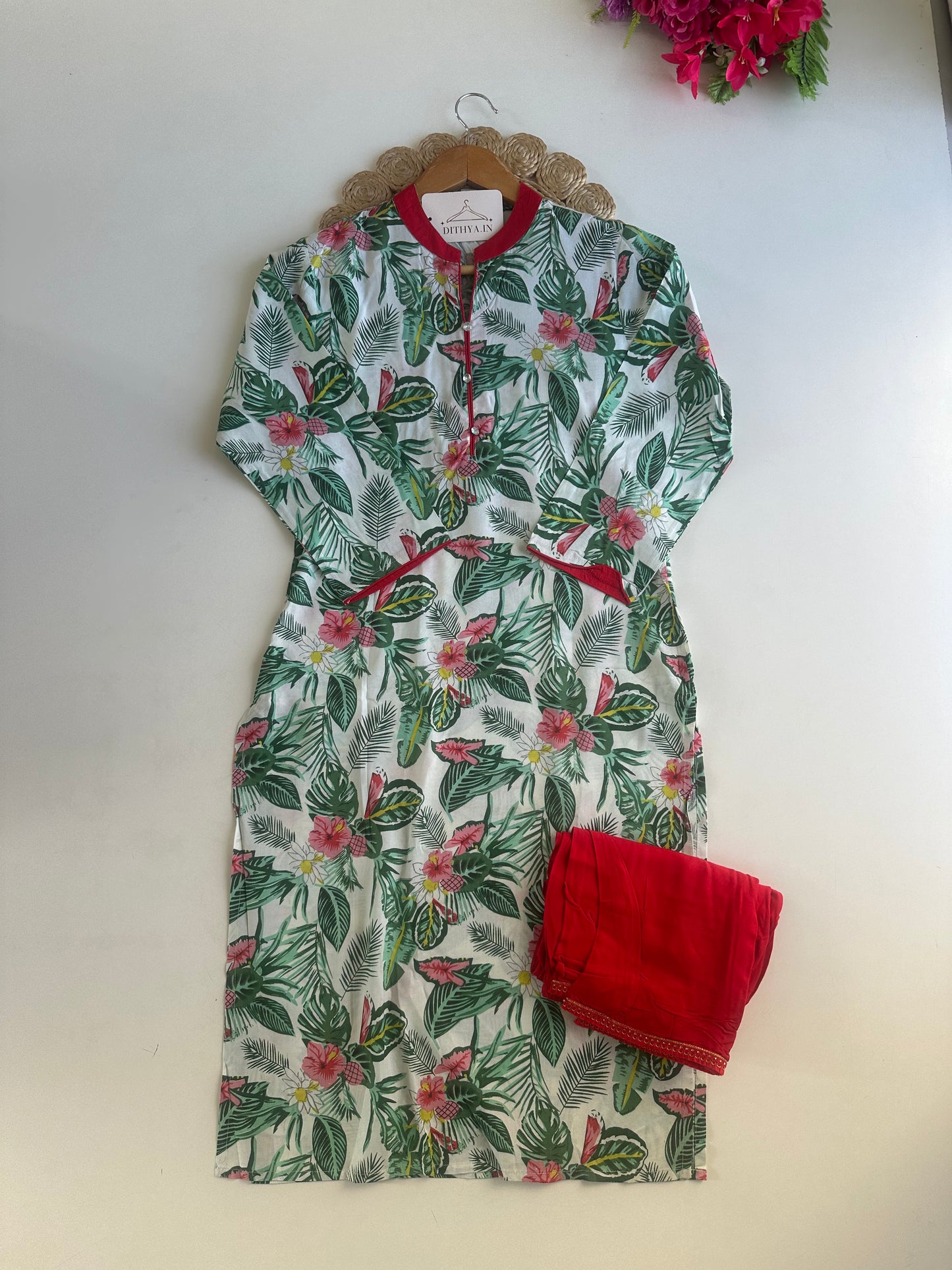 D642 - Cotton Straight Kurti with Pants