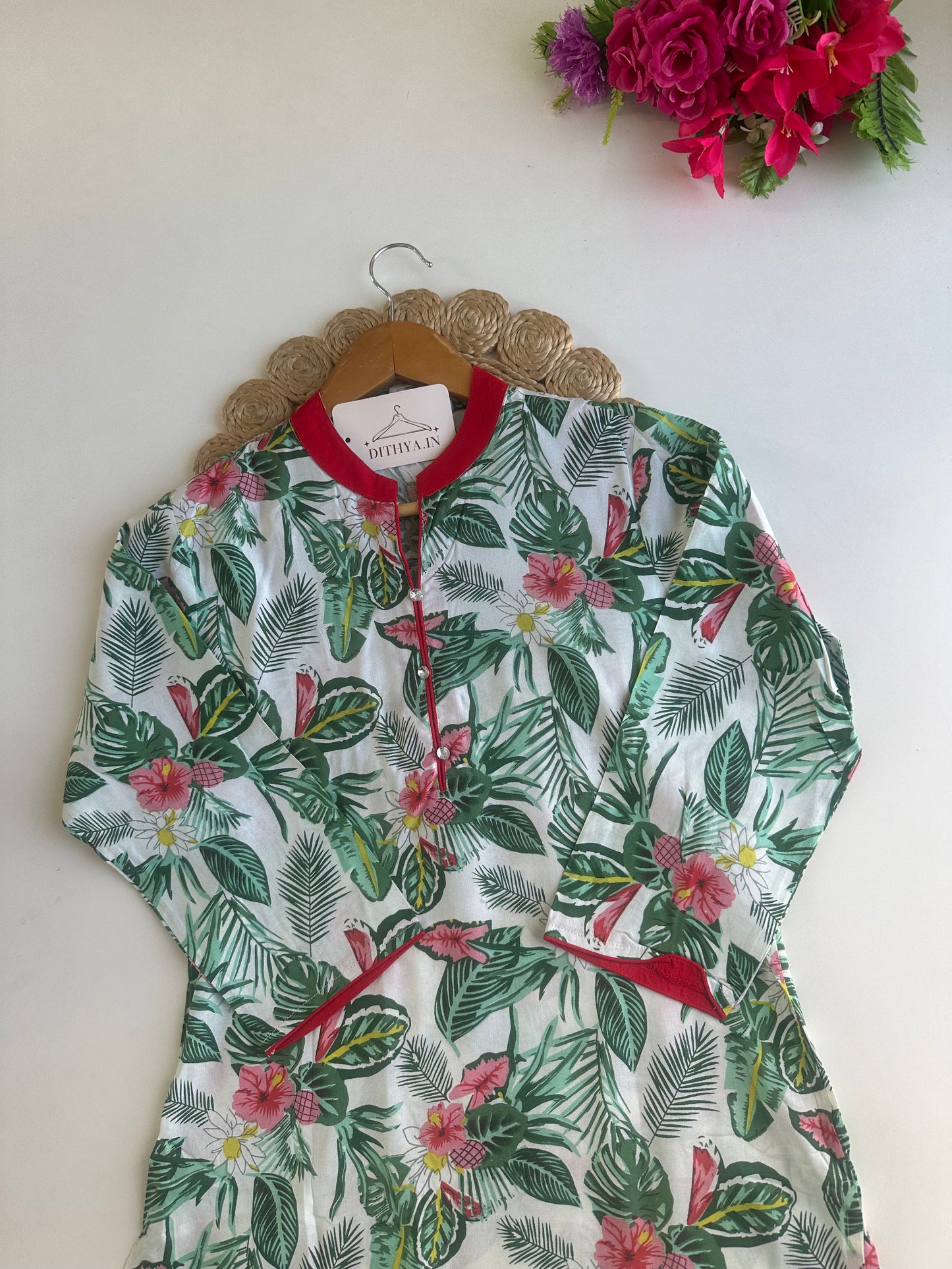 D642-Cotton straight Kurti with pants