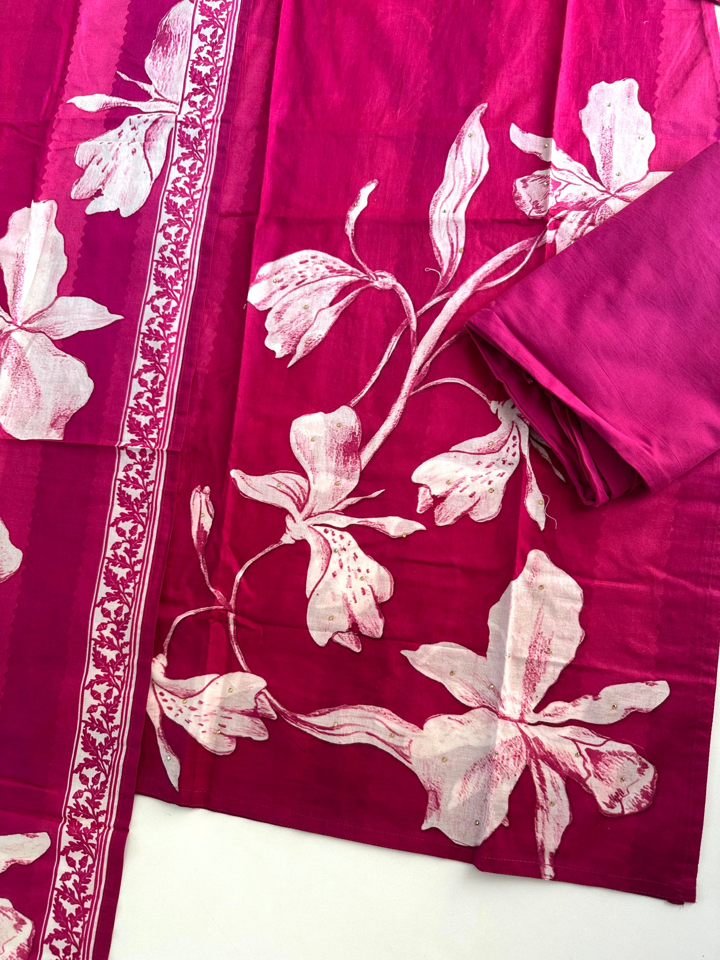 K177 - Cotton floral straight Kurti with pants and dupatta