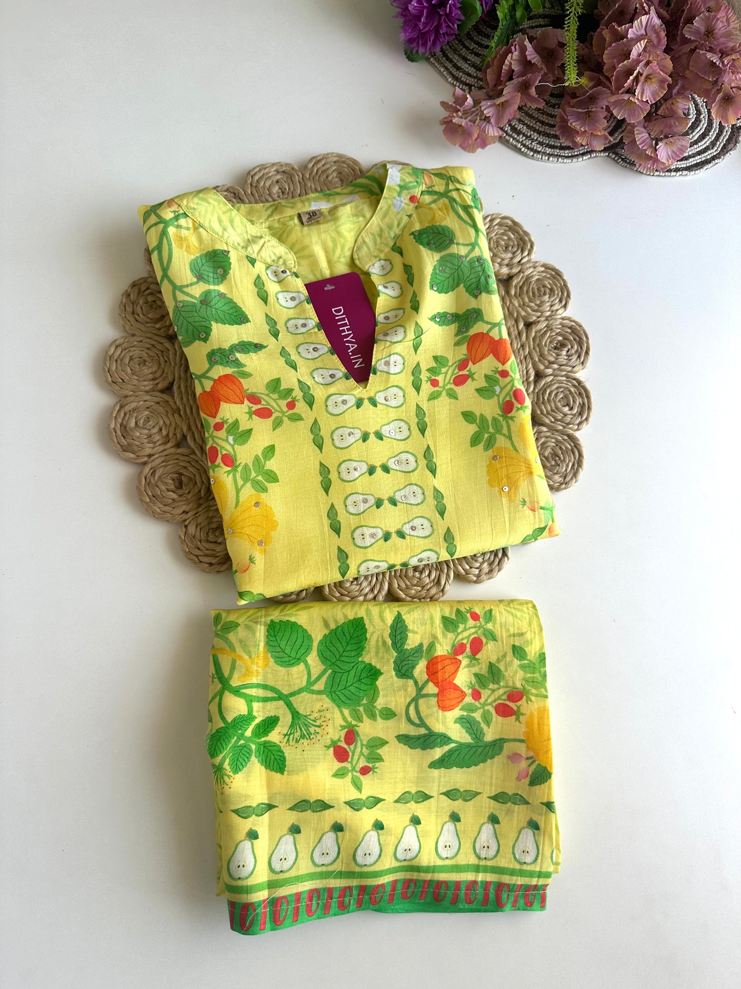 K084 - Pure muslin printed coord set