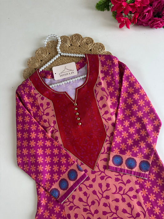 D748-Muslin straight Kurti with pants