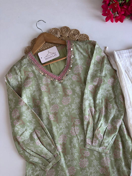 D750-cotton straight Kurti with sharara