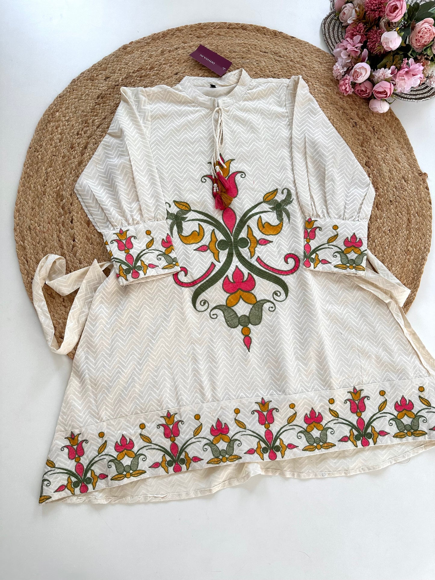 K409 - Cotton embroidered short tunic