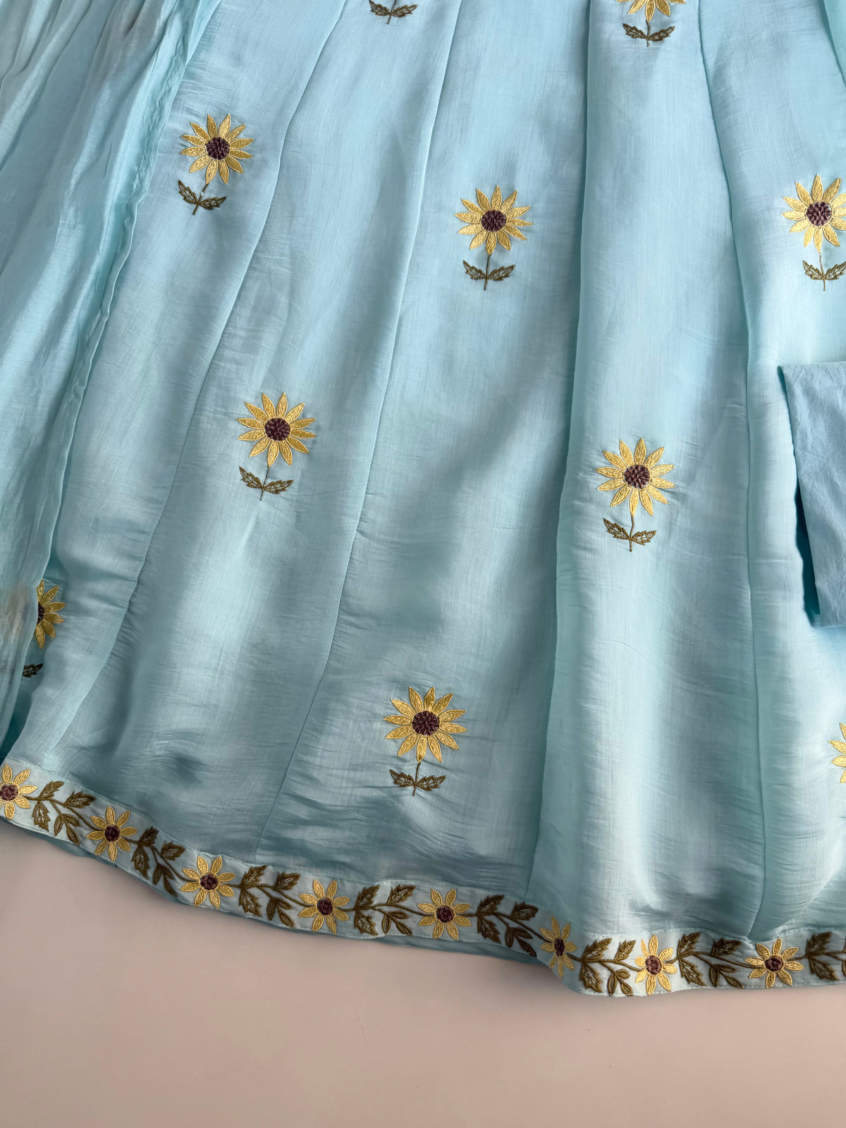 K271 - Surat Mul chanderi floral embroidered Anarkali with pants and dupatta