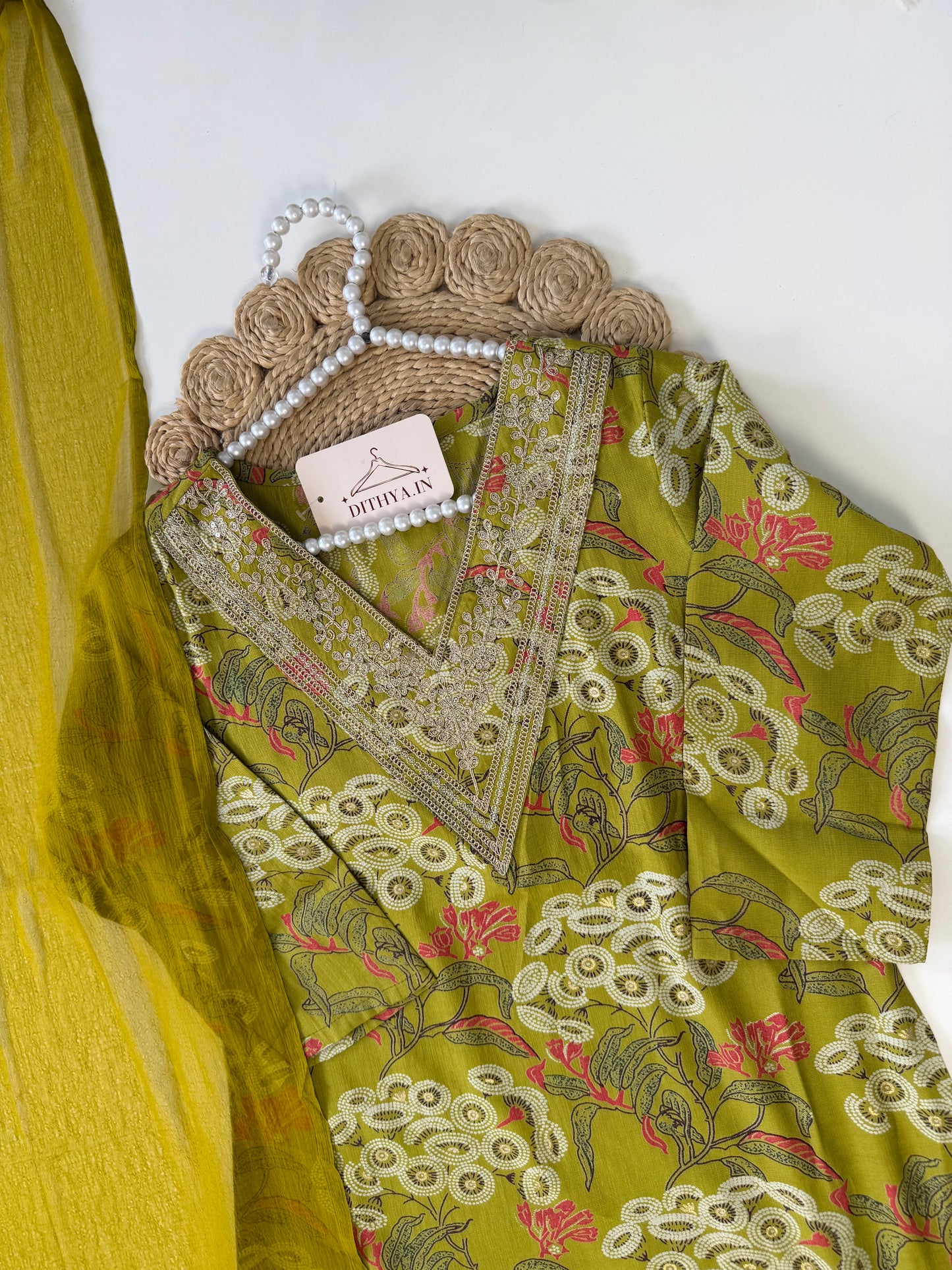 K539 - Roman silk embroidered straight Kurti with pants and dupatta