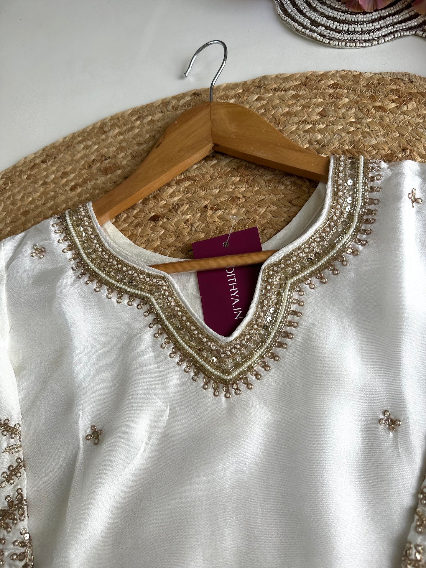 D022 -Russian silk straight kurti with pants and dupatta