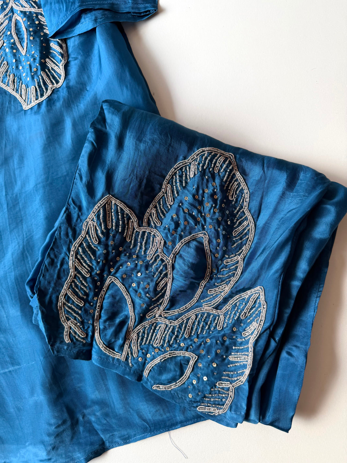 K531 - Pure crape handwork coord set in 2 colours