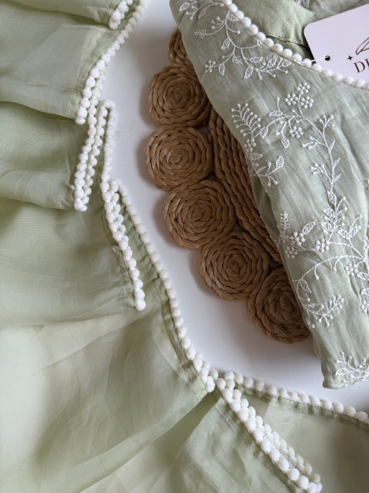 K314 - Mul chanderi embroidered Anarkali with pants and dupatta