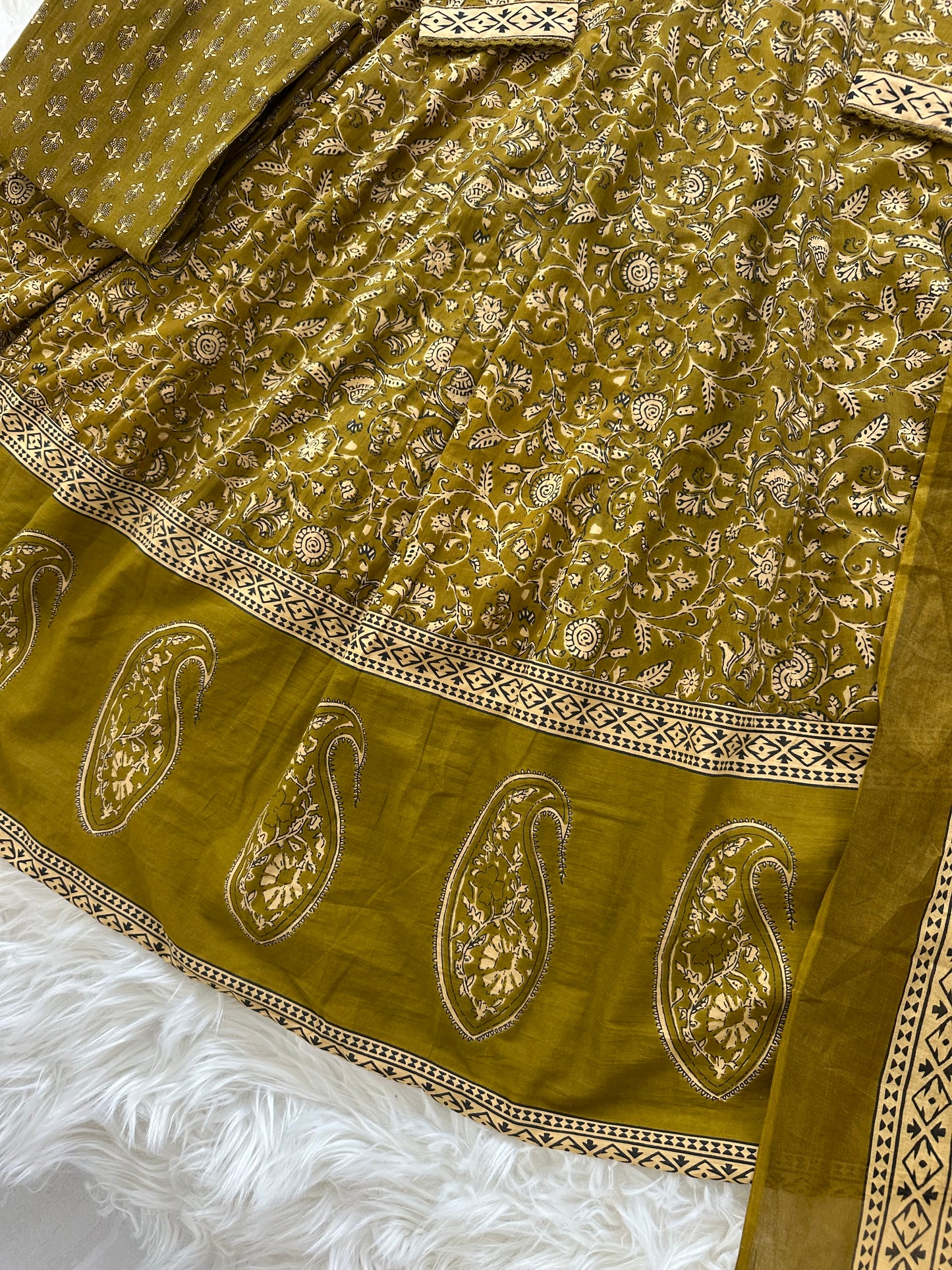 K055 - Cotton Handwork Anarkali with pants and dupatta in 2 colours