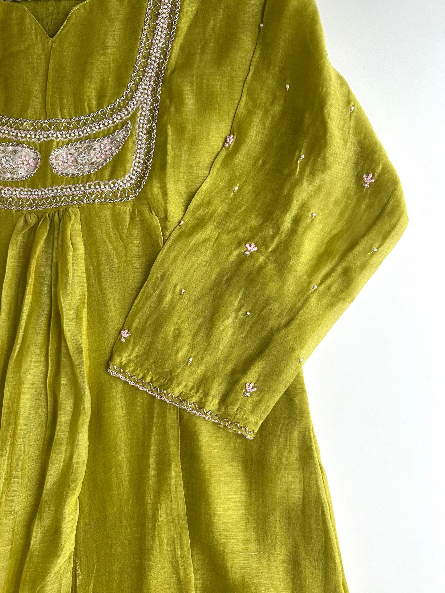K450 - Mul Chanderi handwork Anarkali with pants and dupatta
