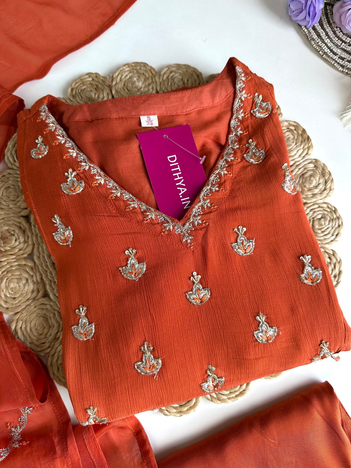 K453 - Chinnon handwork Anarkali with pants and dupatta