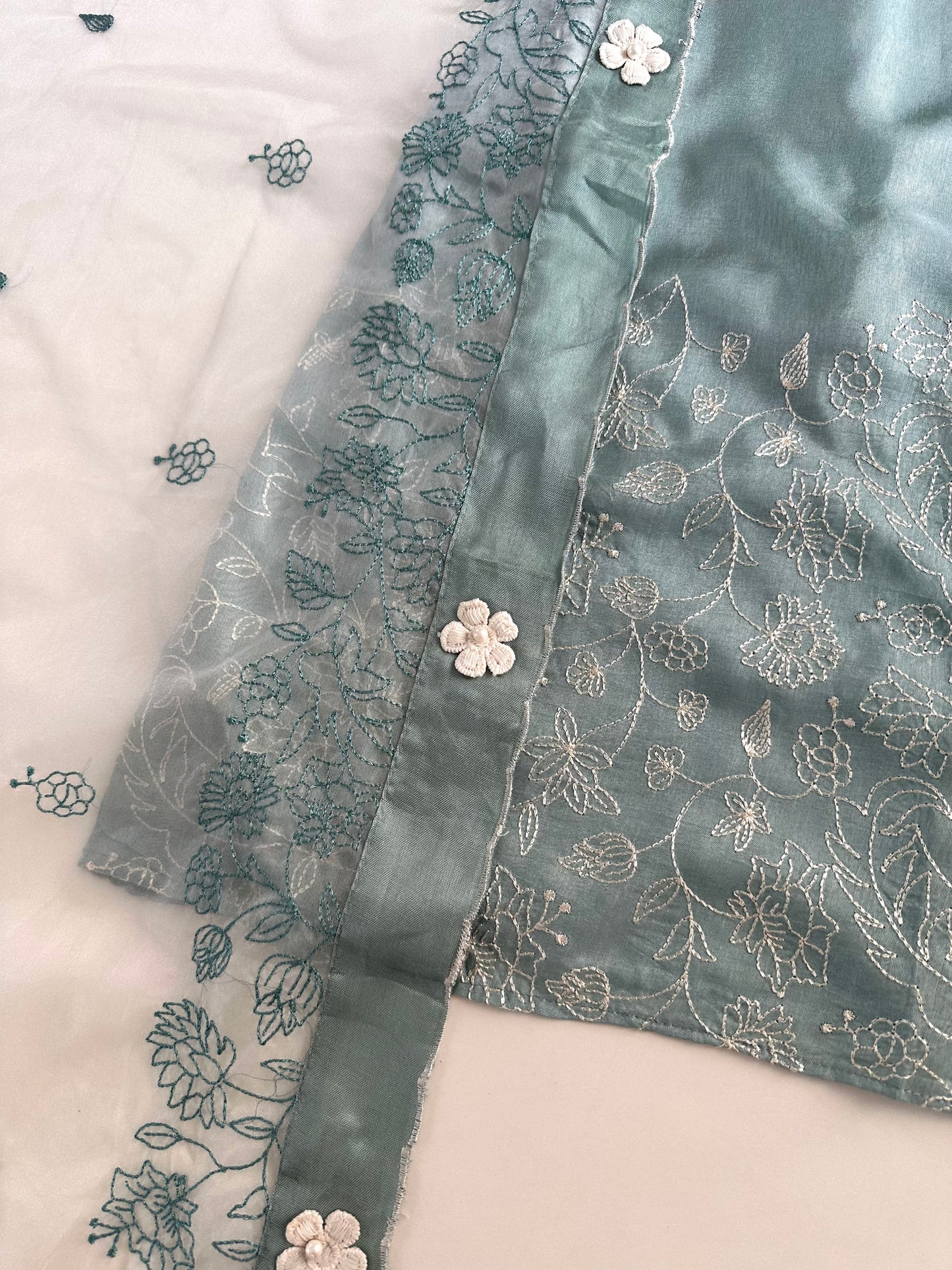 K029 - Russian silk embroidered Anarkali with pants and dupatta