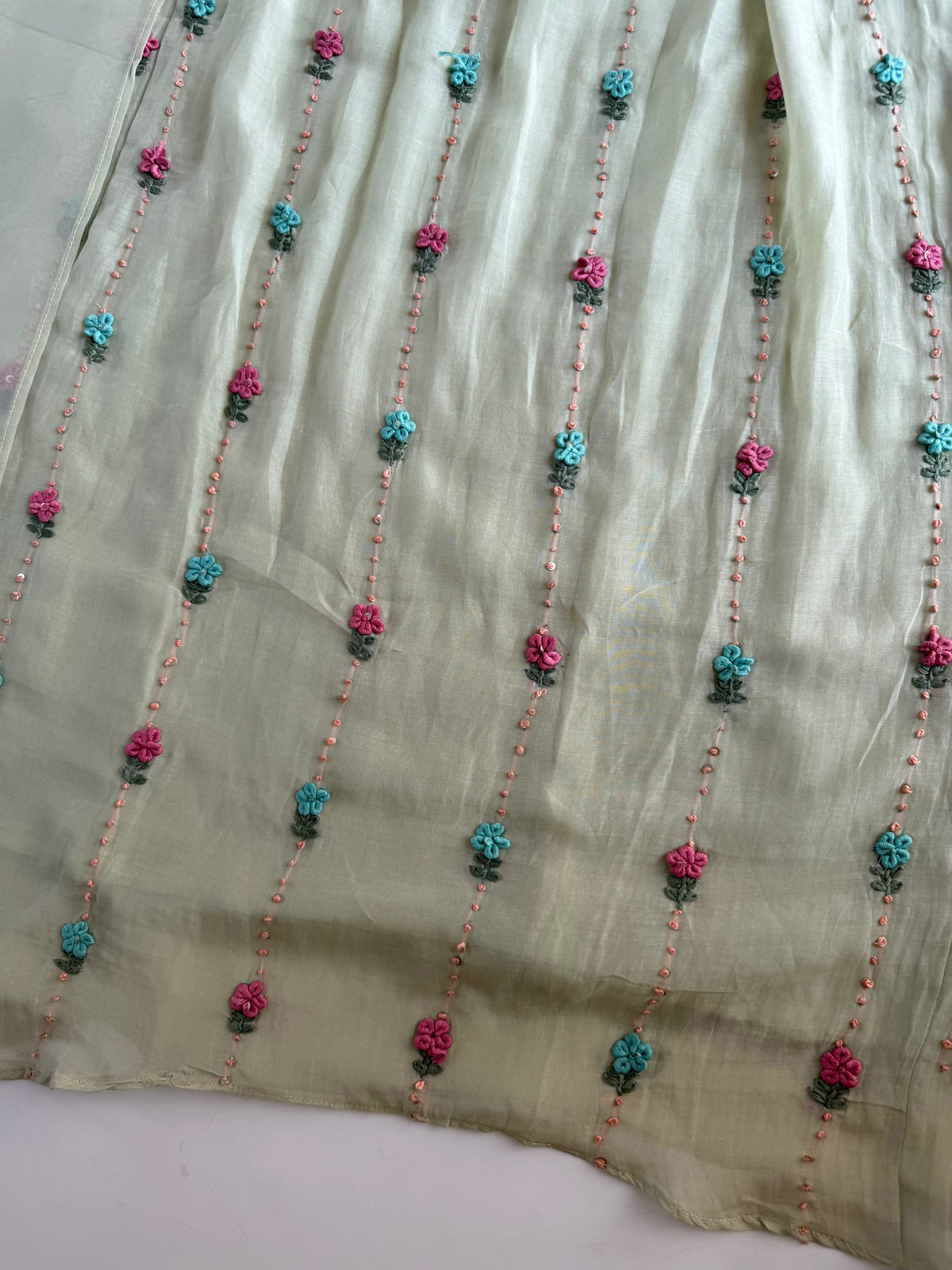 K171 - Mul chanderi embroidered Anarkali with pants and dupatta