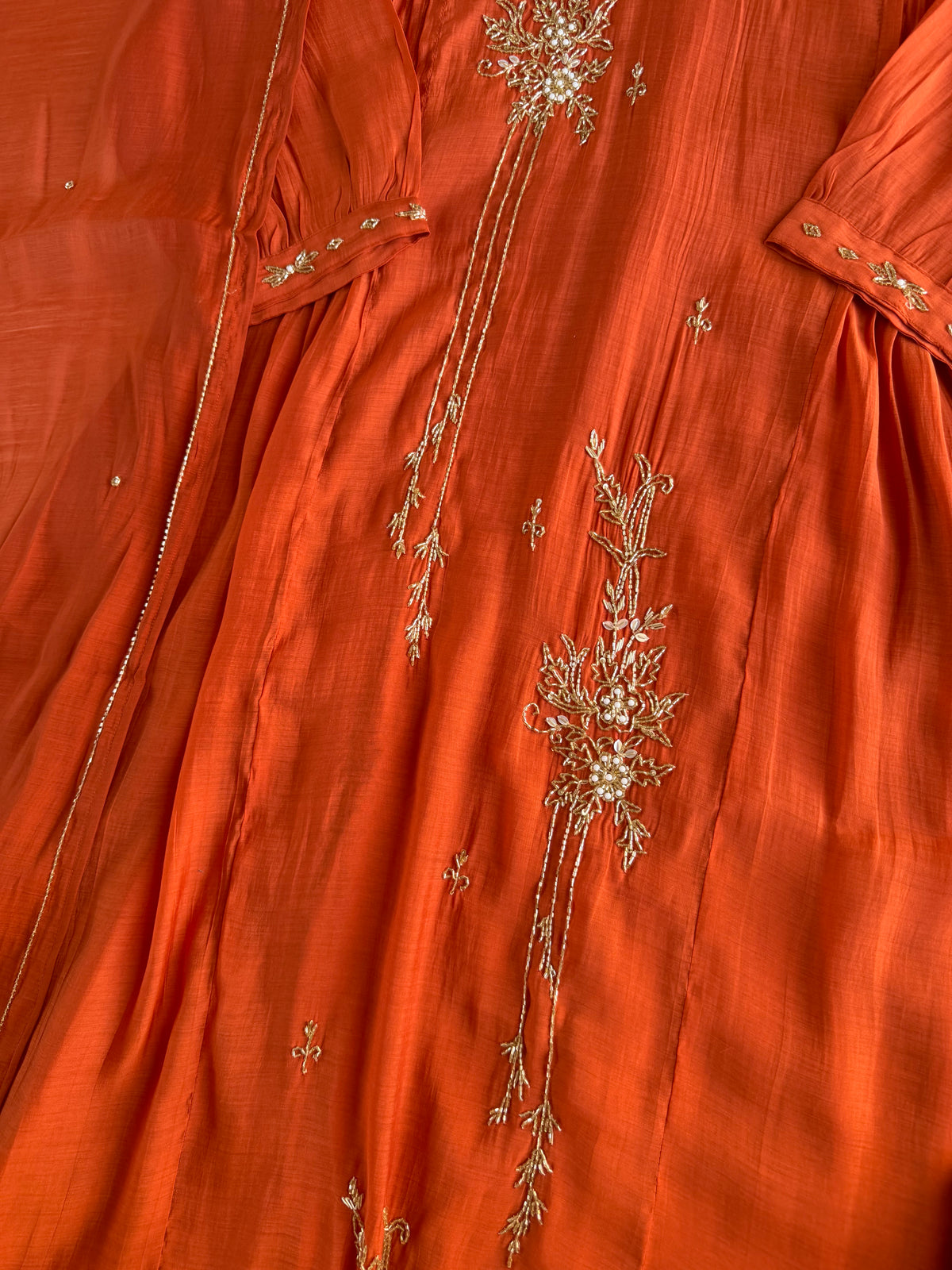 K575 - Surat Mul chanderi handwork Anarkali with pants and dupatta - view 7