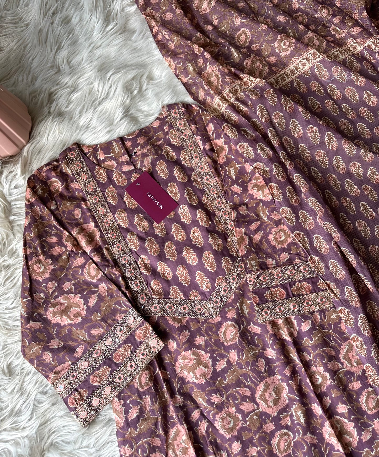 K260 - Cotton printed straight Kurti with pants and dupatta
