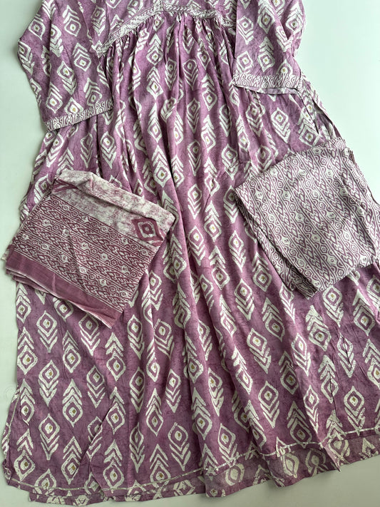 D187 - Muslin silk Alia cut Anarkali with pants and dupatta