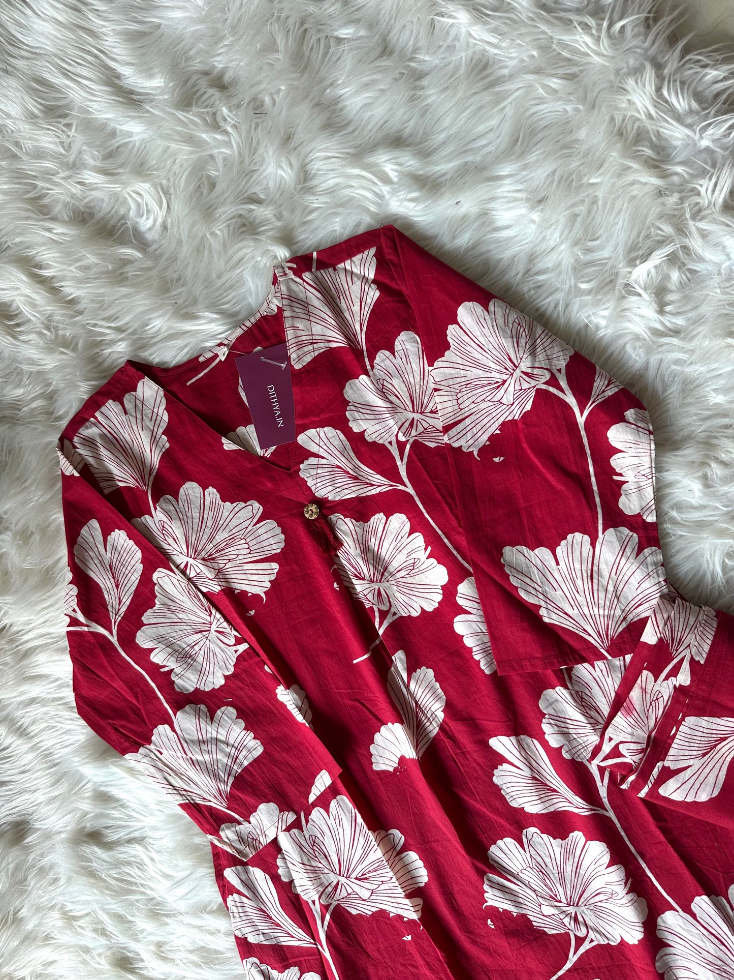 K232 - Cotton printed Aline Kurti with pants