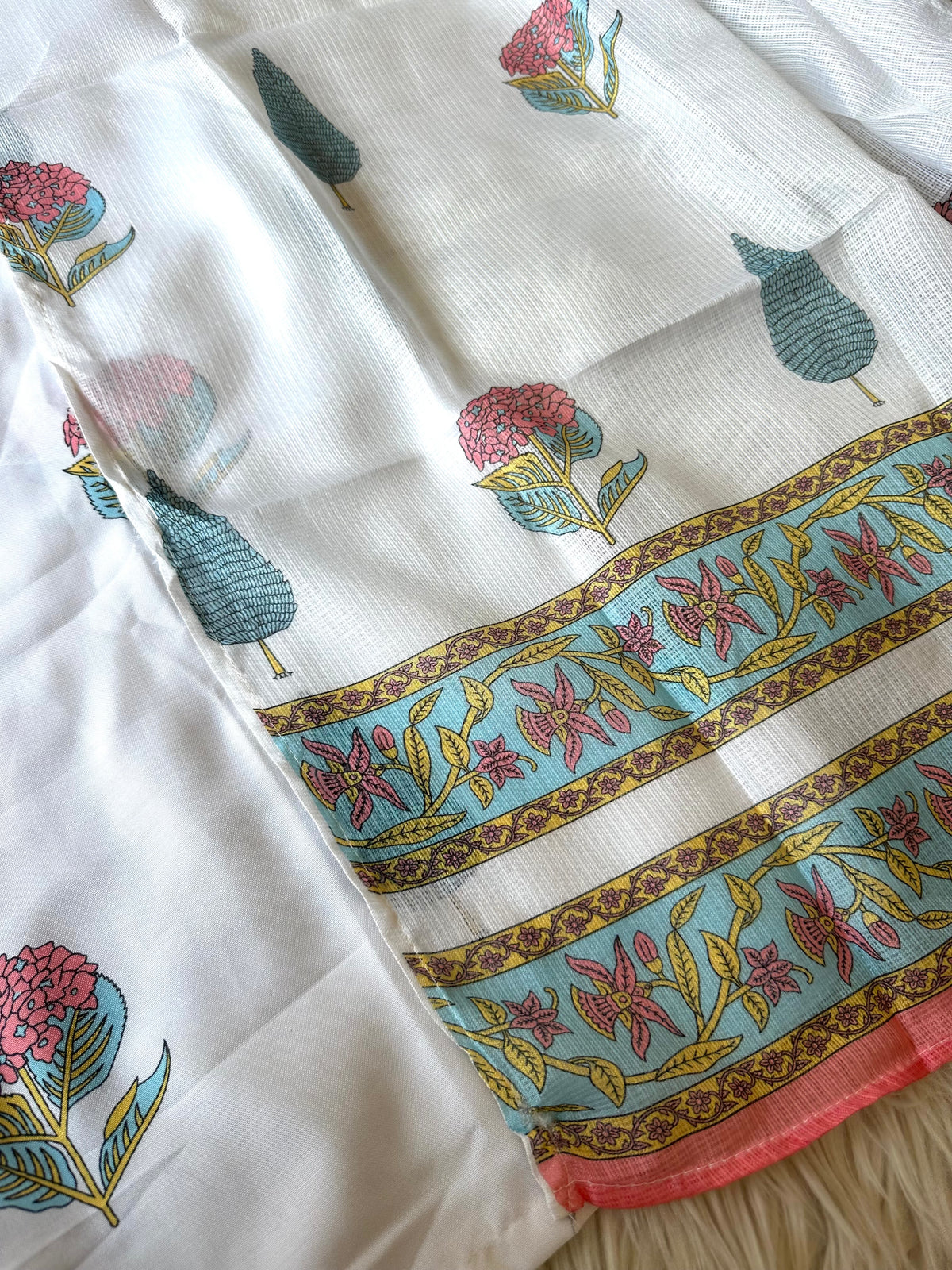 K225 - Cotton printed straight Kurti with pants and dupatta