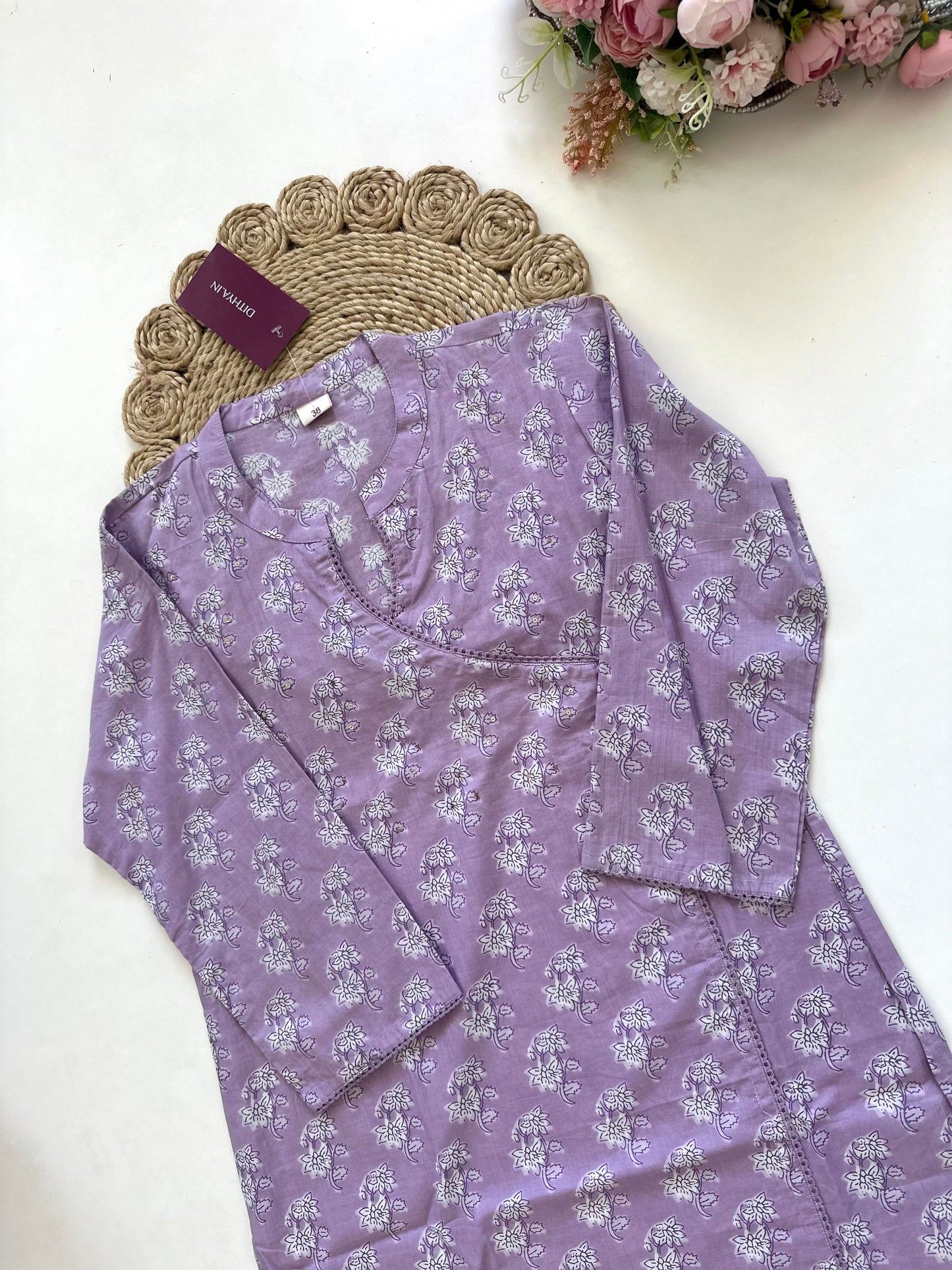 K389 - Cotton Angrakha style straight kurti in 2 colours