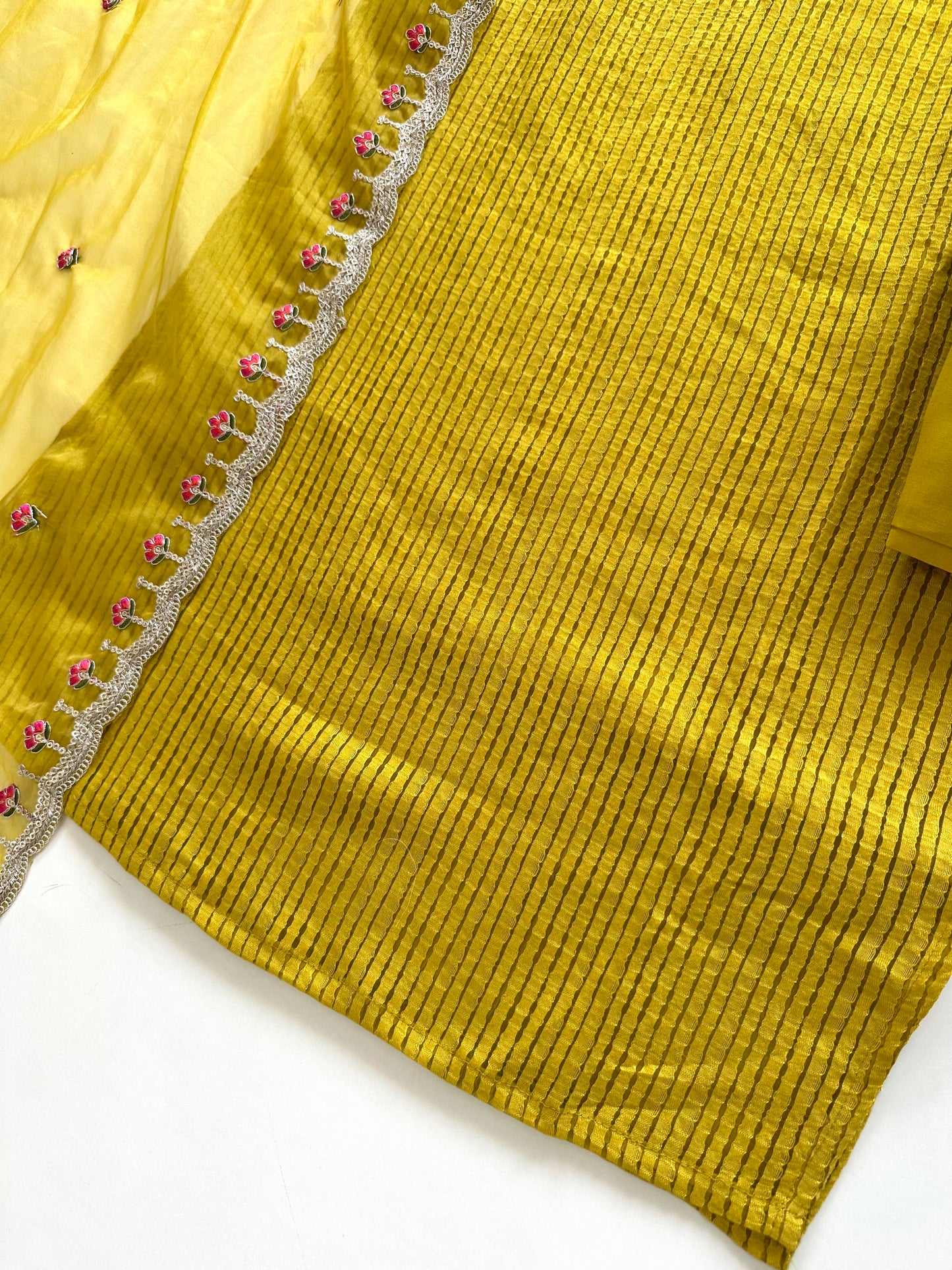 K107 - Jacquard silk Collar neck straight kurti with pants and dupatta in 2 colours