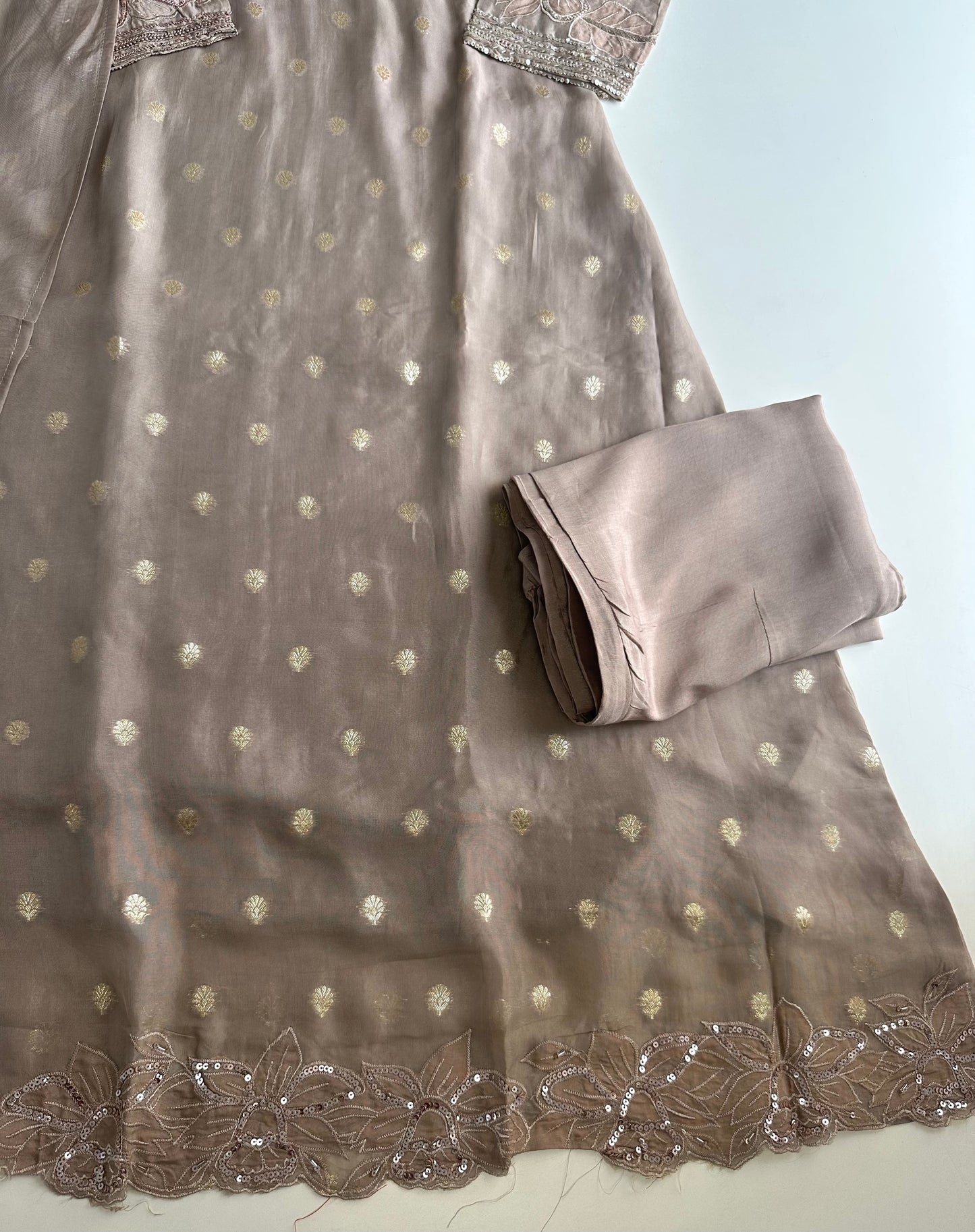 K455 - Organza handwork Aline Kurti with pants and dupatta