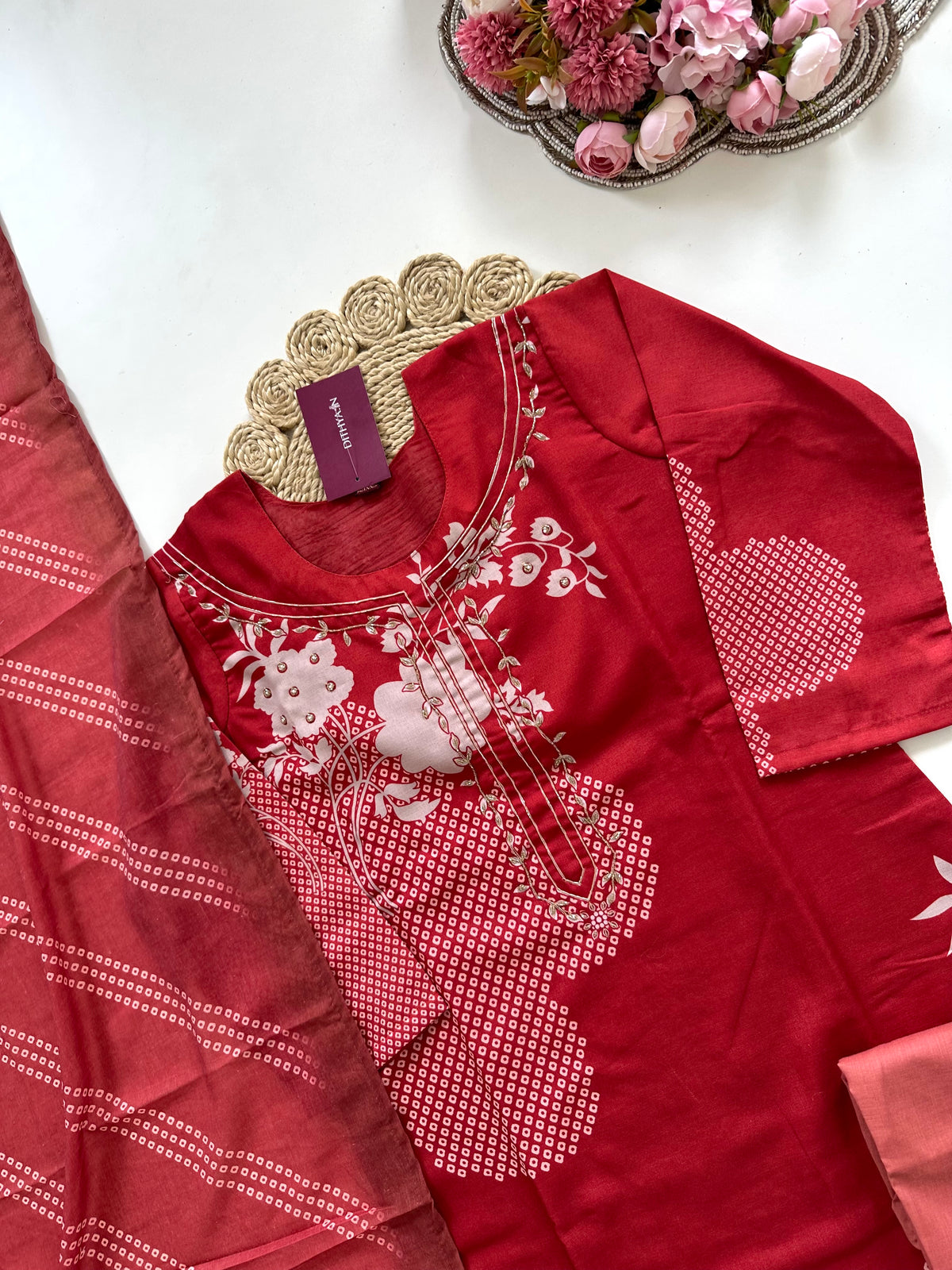 K320 - Roman silk straight Kurti with pants and dupatta